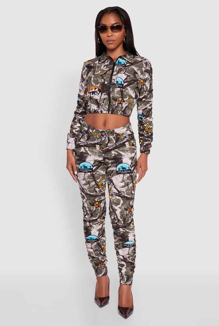 Printed Pattern Ruched Pants