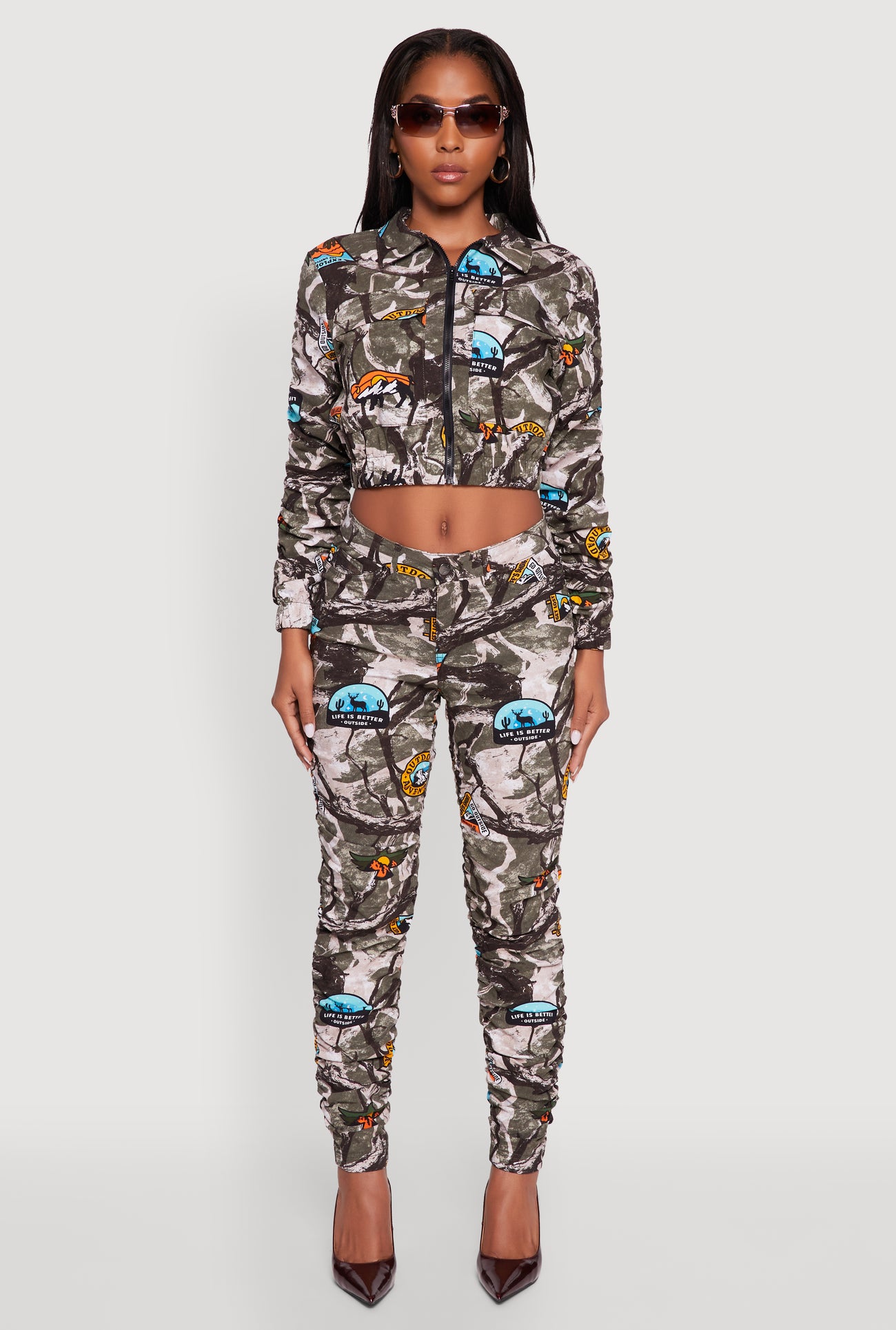 Printed Pattern Ruched Pants