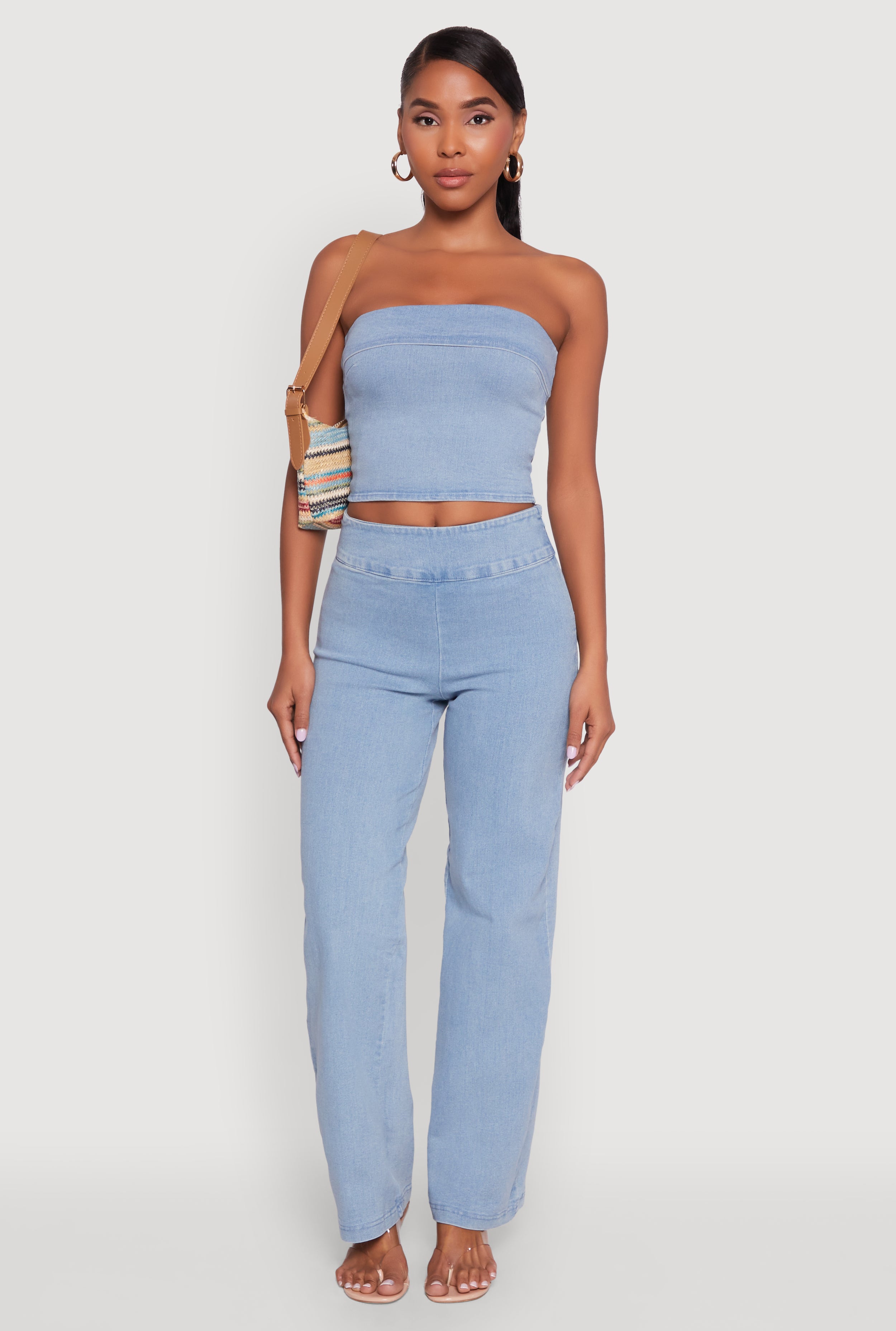 Haute Monde Denim Cropped Tube Top