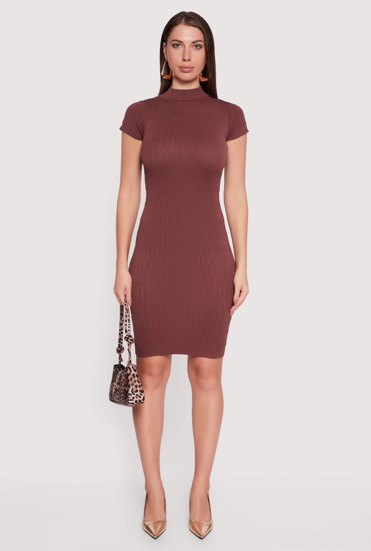 Short Sleeve Mock Neck Bodycon Dress Short Sleeve Mock Neck Bodycon Dress