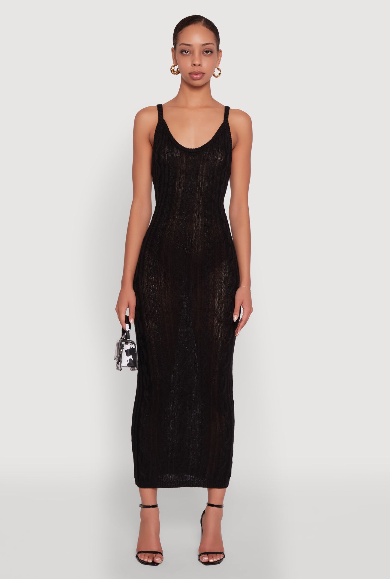 Trendy Cable Knit Sleeveless Maxi Dress