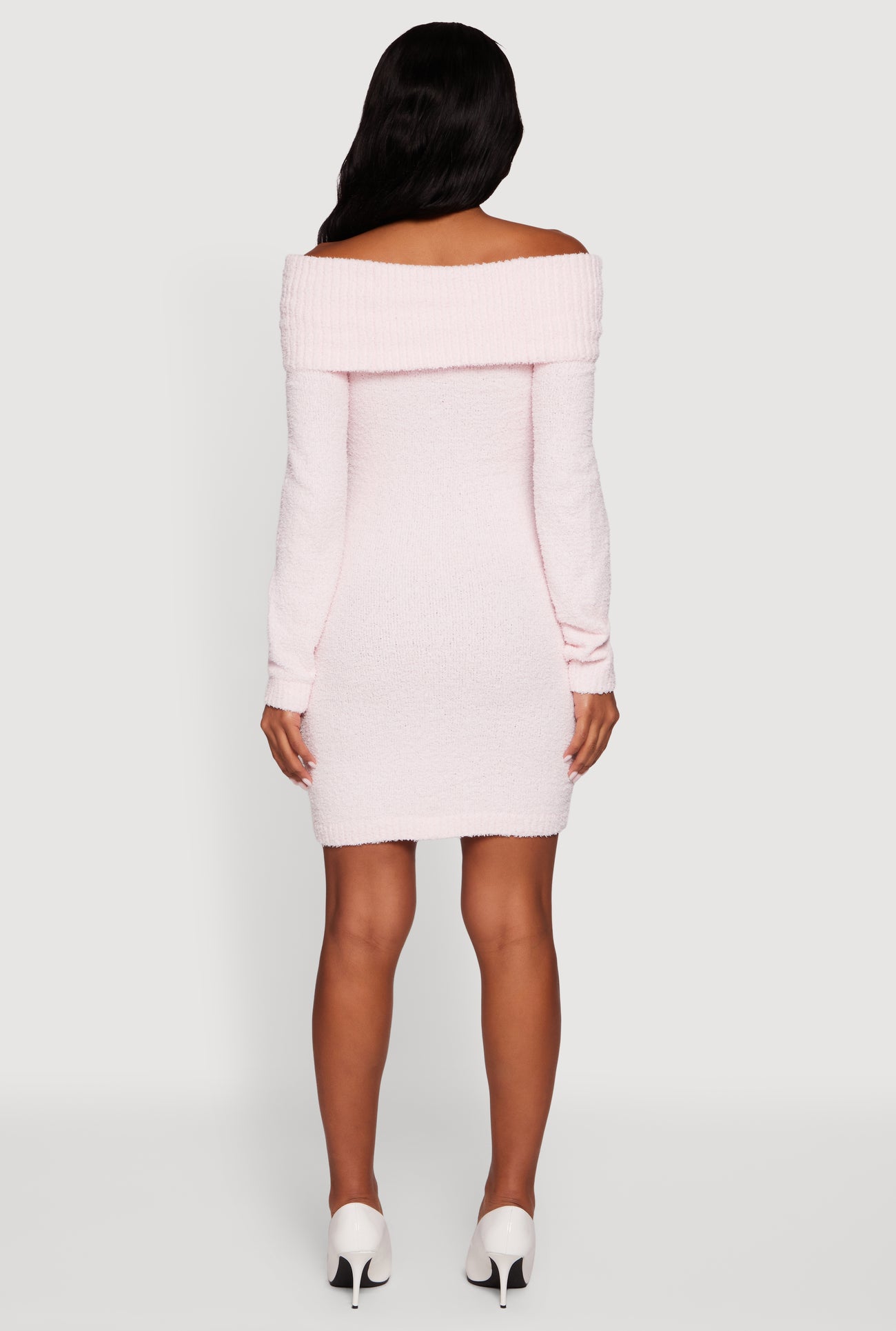 Eyelash Knit Fold Over Off the Shoulder Sweater Dress Eyelash Knit Fold Over Off the Shoulder Sweater Dress