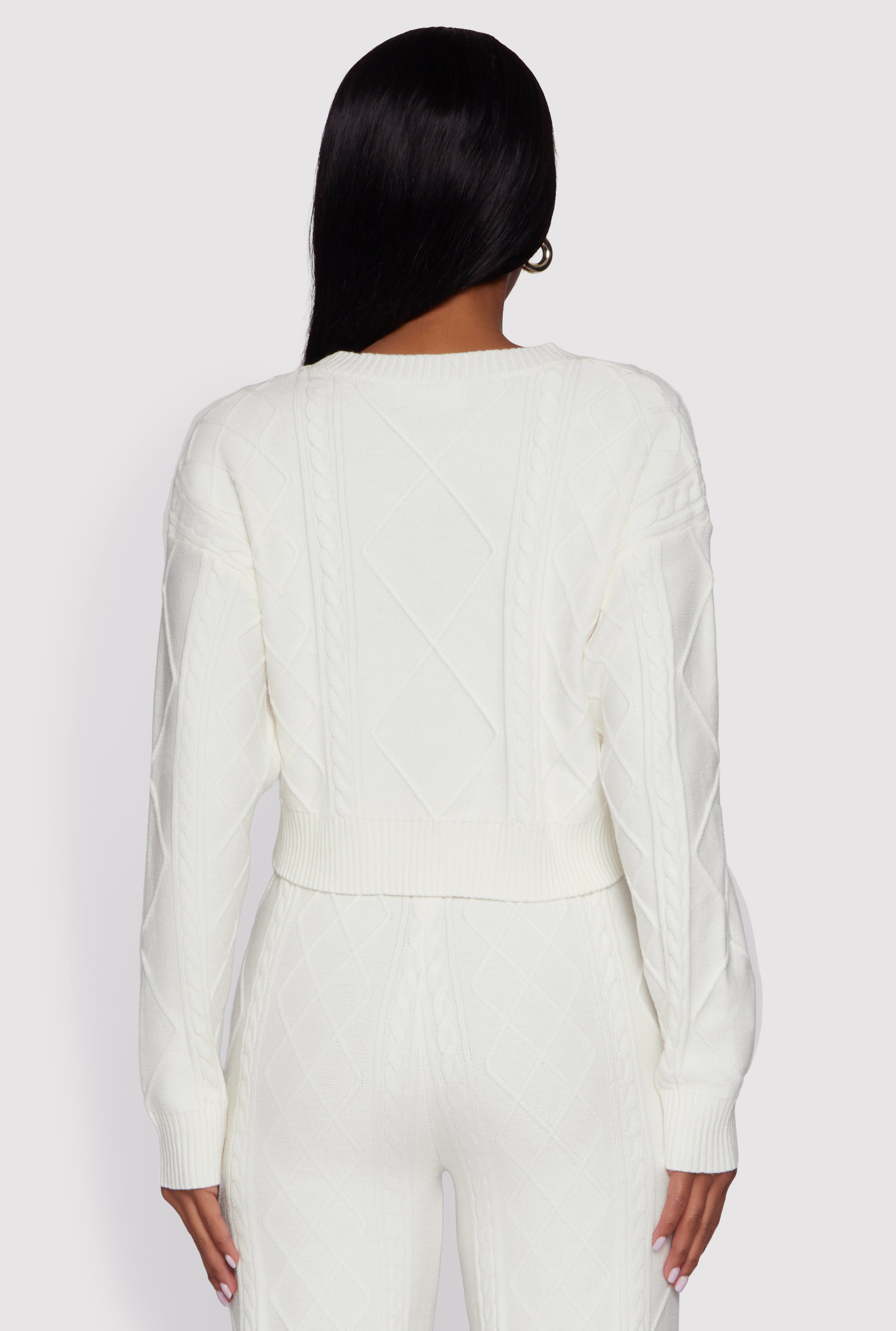 Cable Knit Cropped Pullover Sweater