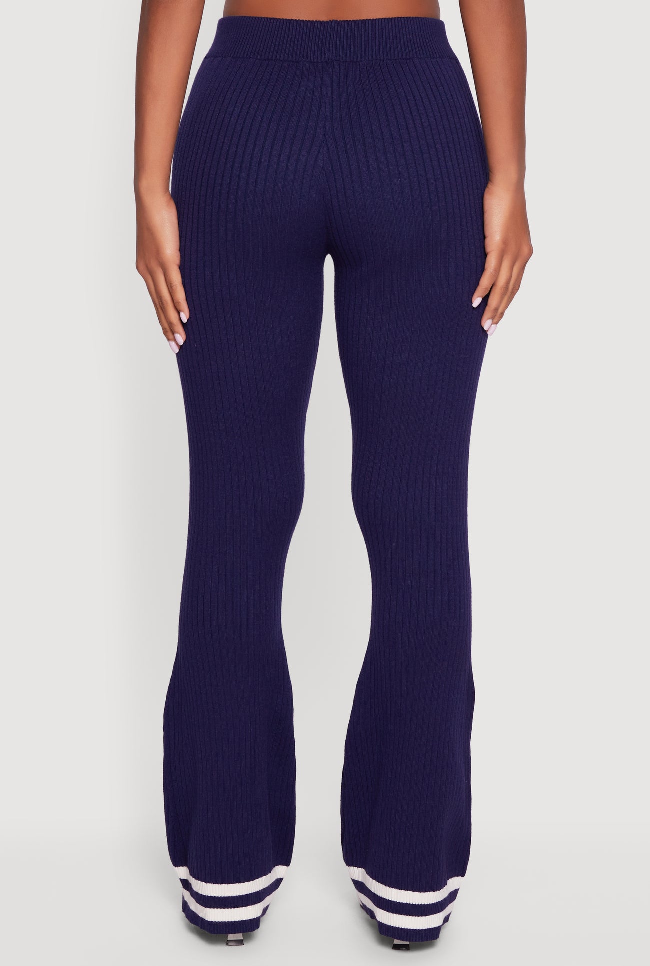 Varsity Stripe Ribbed Knit Boot Cut Pants