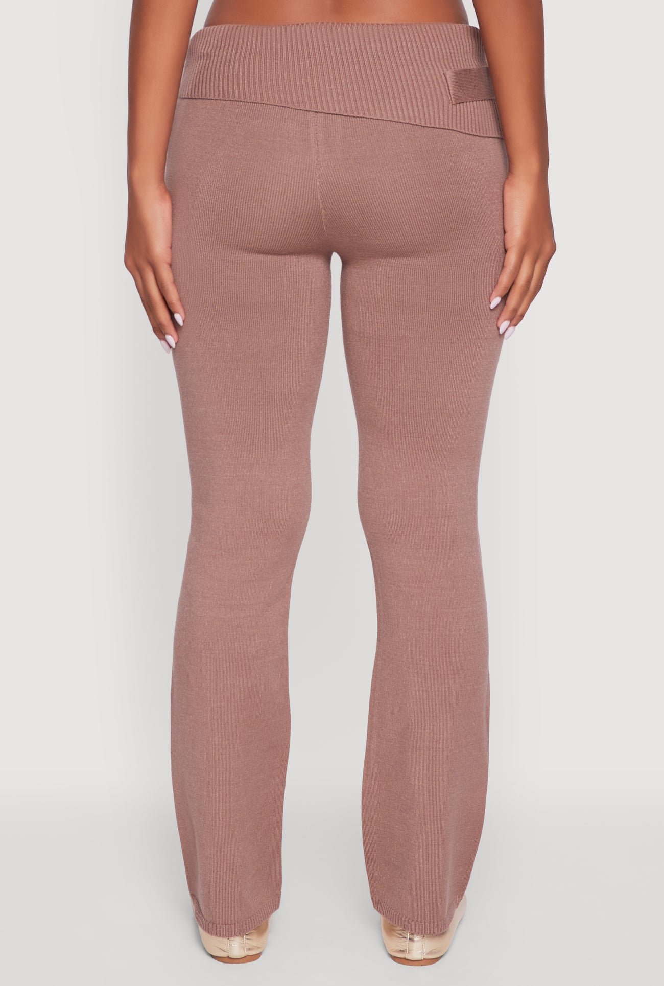 Fold Over Buckle Detail Slim Leg Pants