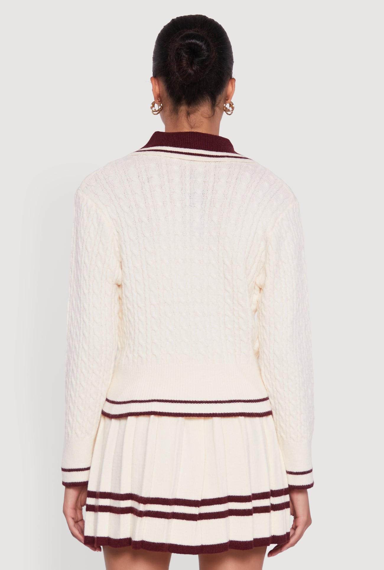 Bear Patch Graphic Varsity Stripe Cardigan