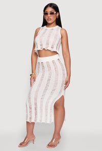 Trendy Sleeveless Distressed Crop Top