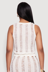 Trendy Sleeveless Distressed Crop Top