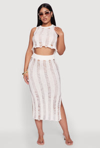 Chic High Waisted Midi Pencil Skirt with Side Slits