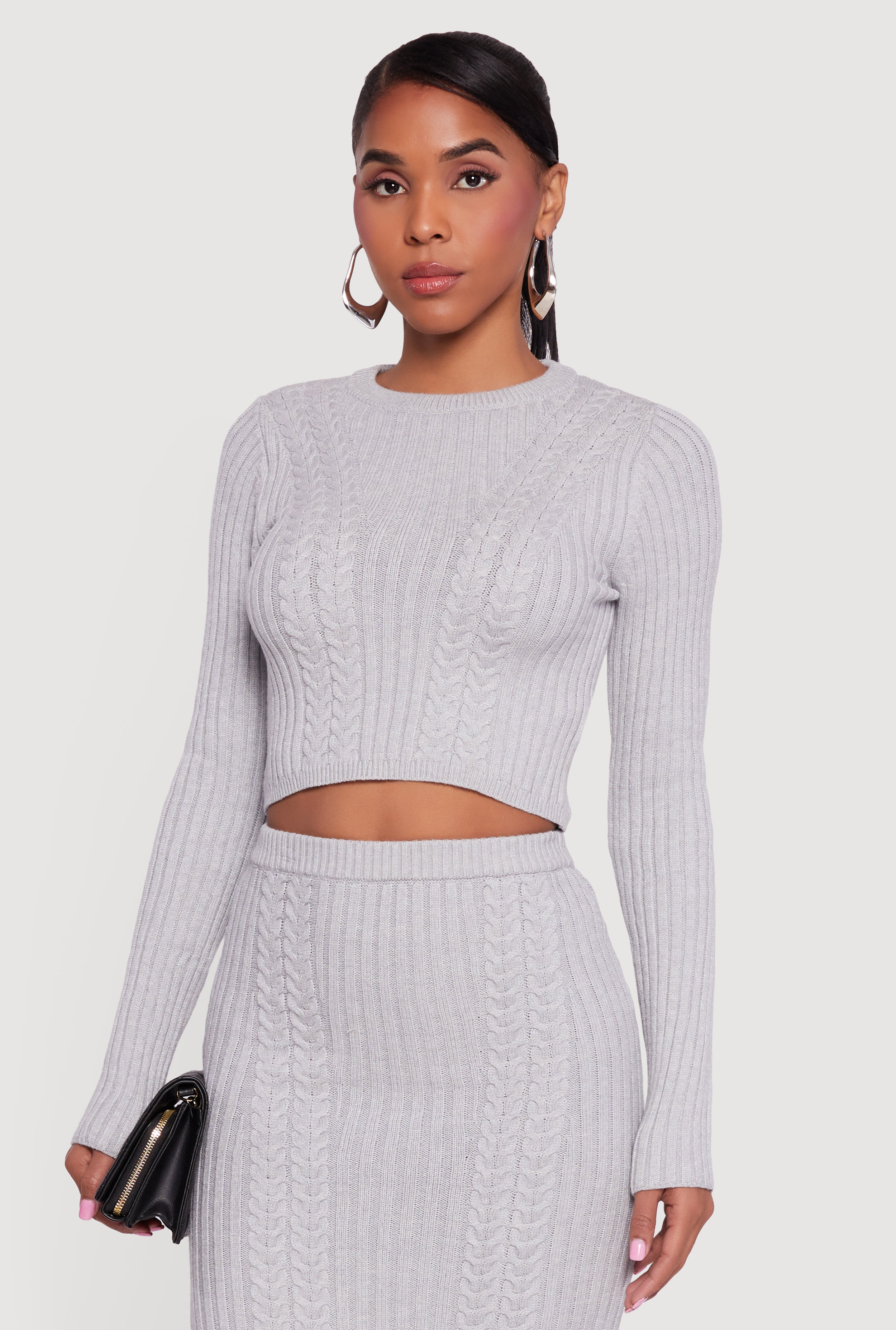ニット/セーター Cropped Cable Knit / Rib Pencil Skirt Cable-Knit Crop Sweater by Madewell | Rent the Runway