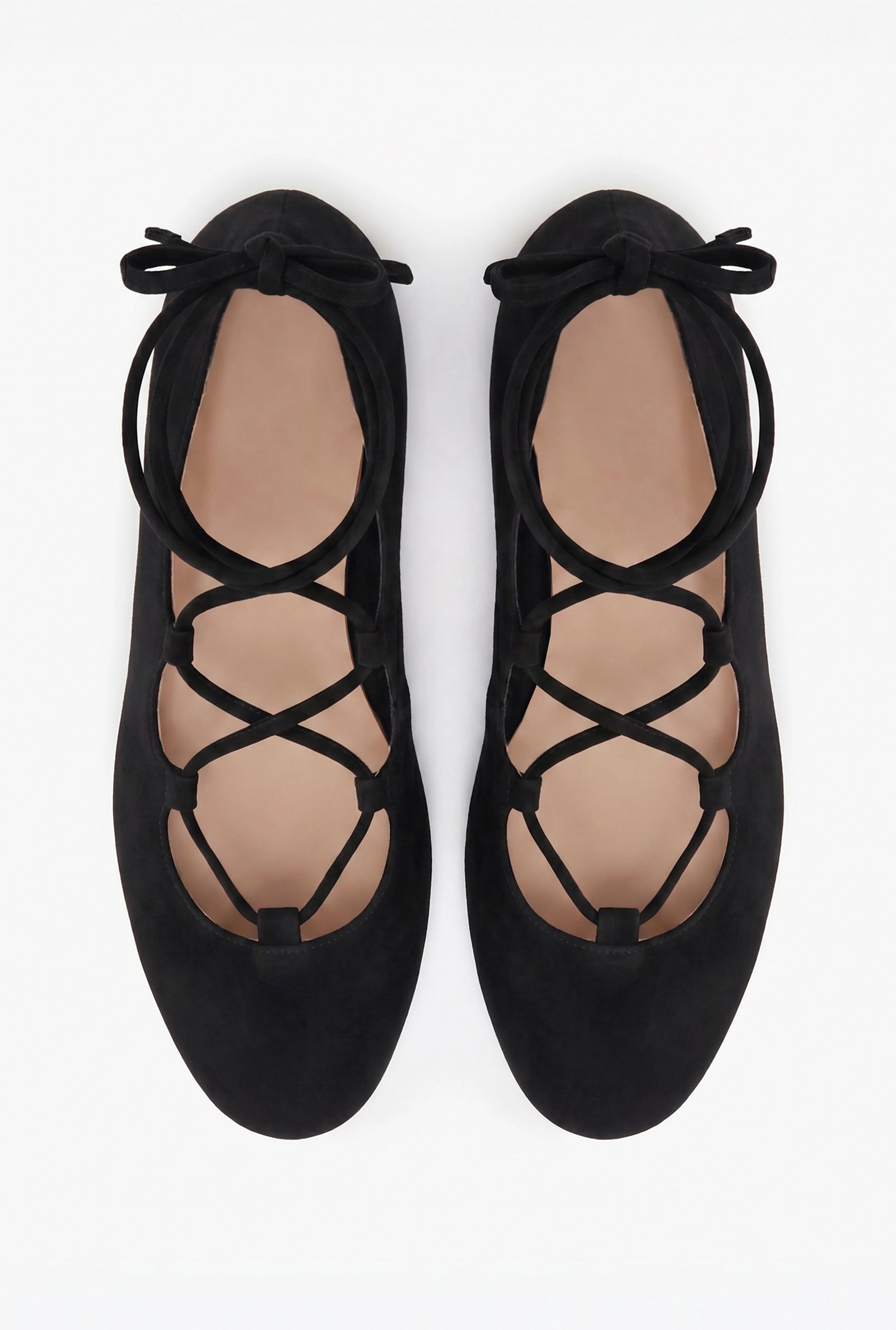Strappy Lace Up Ballerina Flats