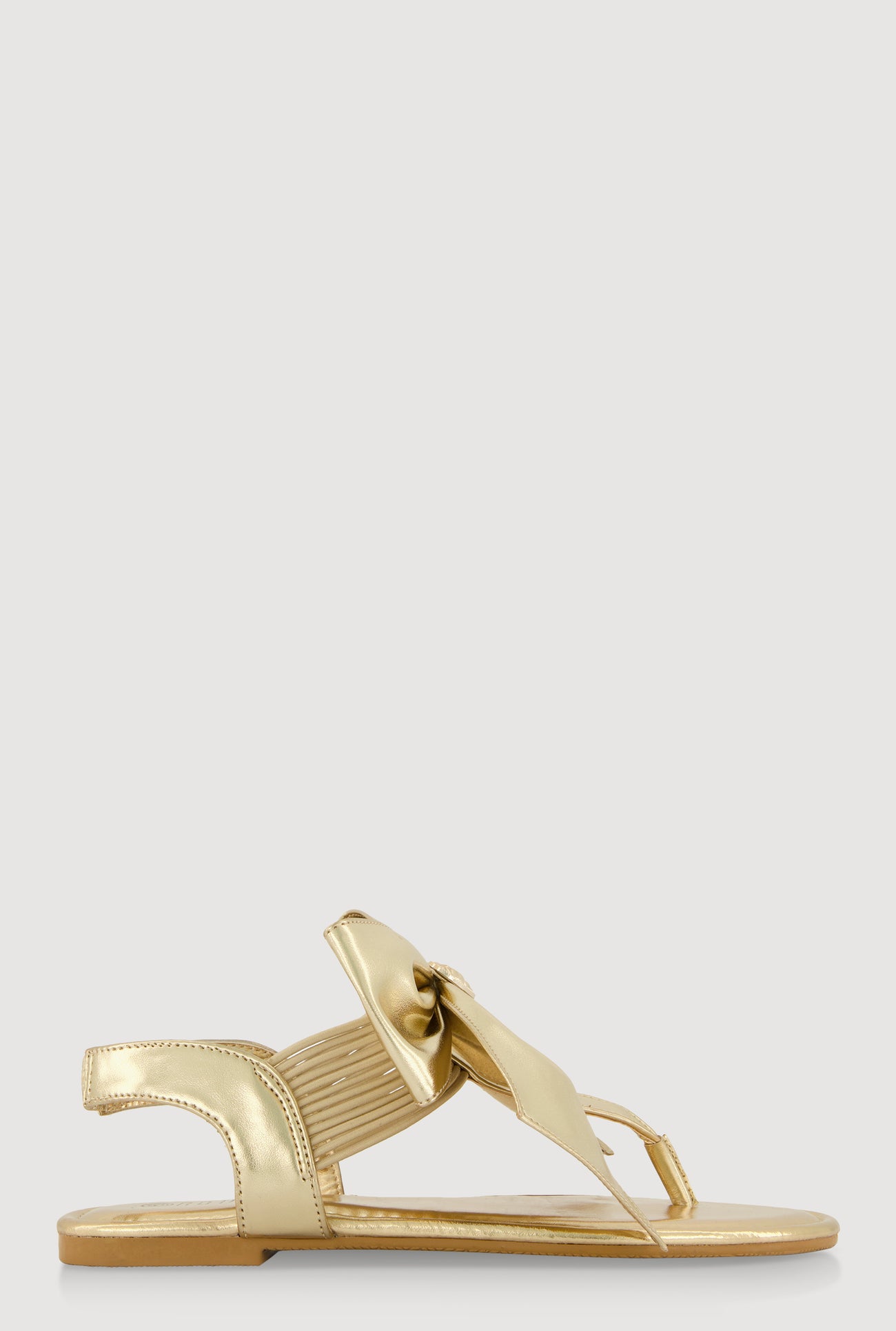 Metallic Heart Bow Corded Thong Sandals