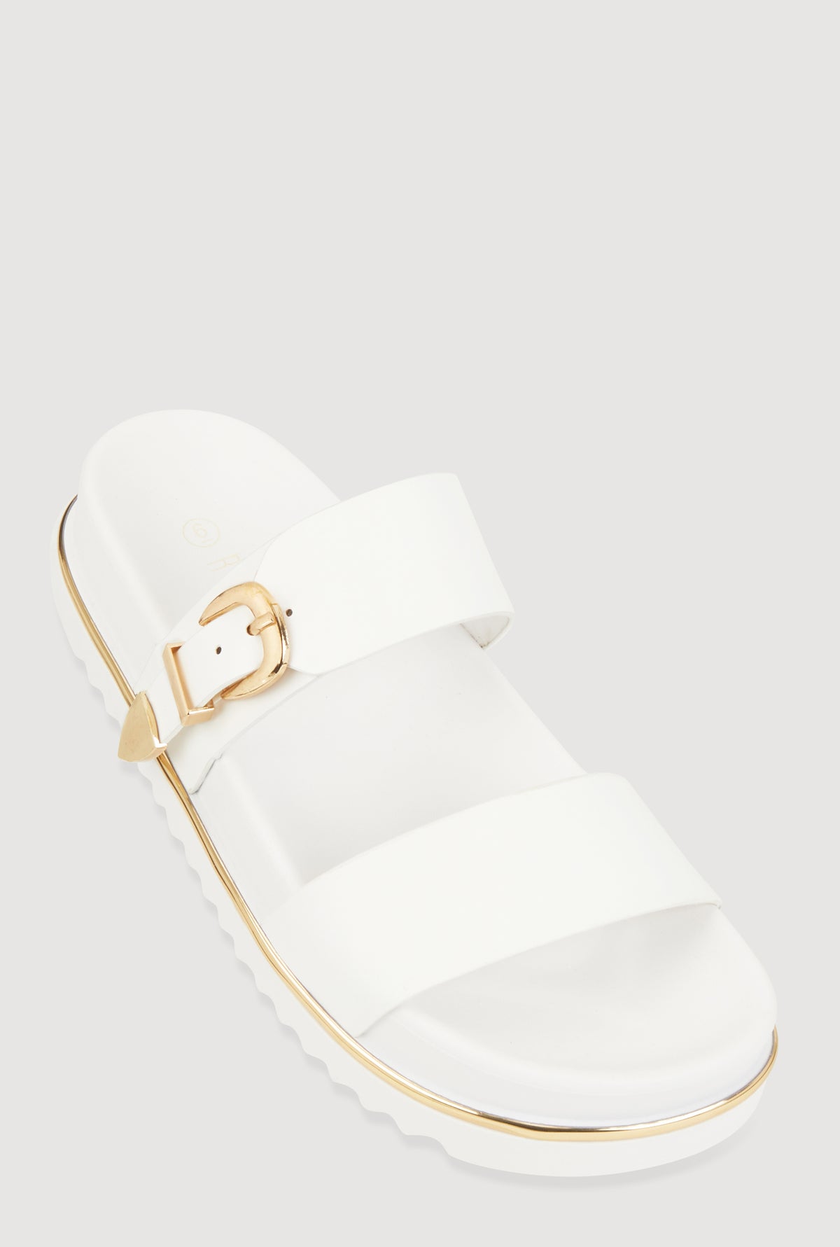 Low Platform Buckle Slide Sandals