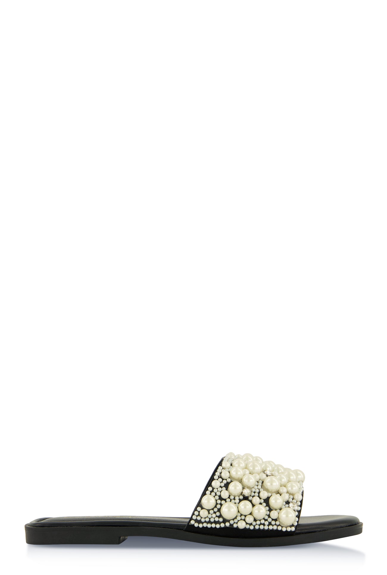Faux Pearl Rhinestone Band Slide Sandals