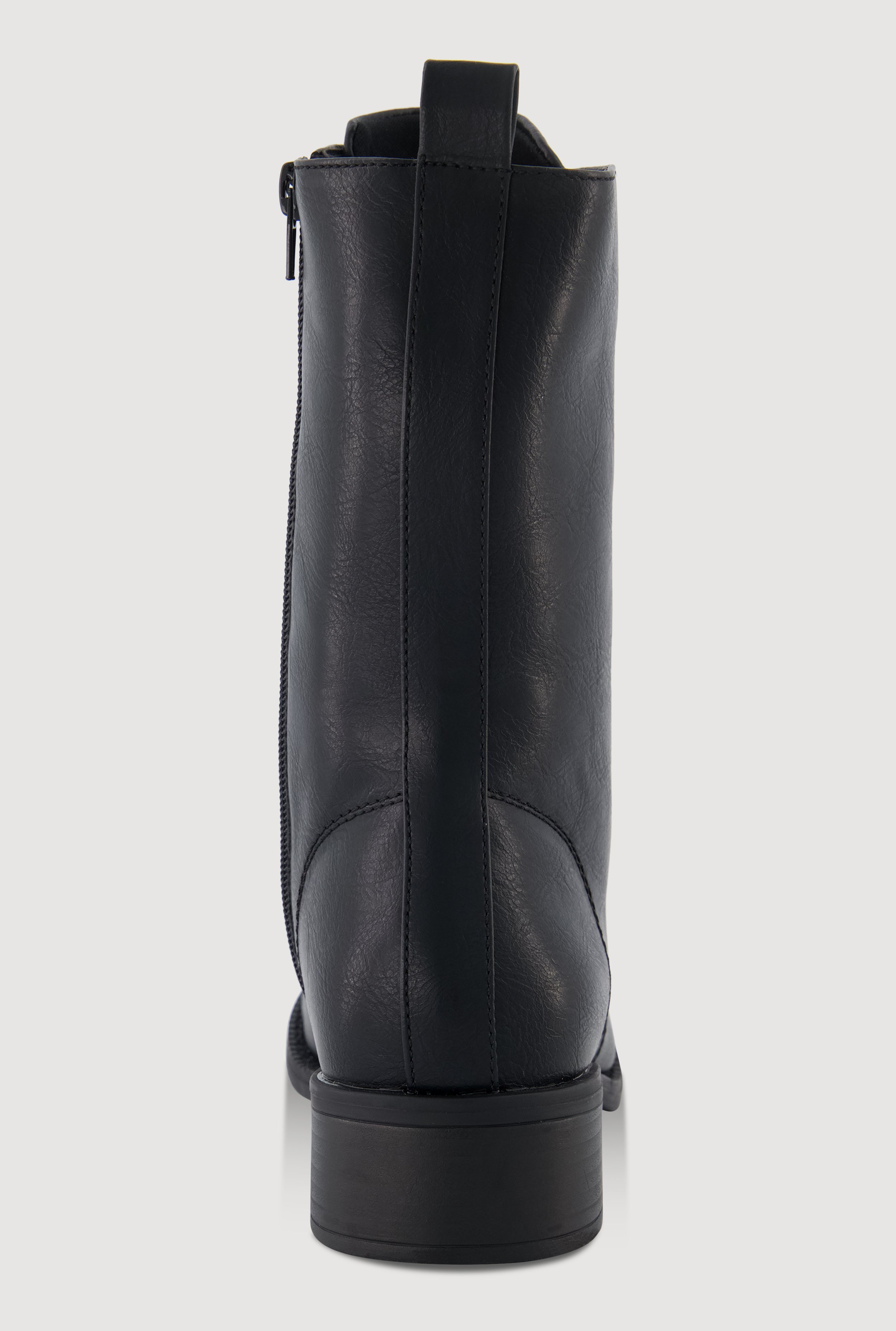 Trendy Faux Leather Side Zip Lace Up Combat Boots