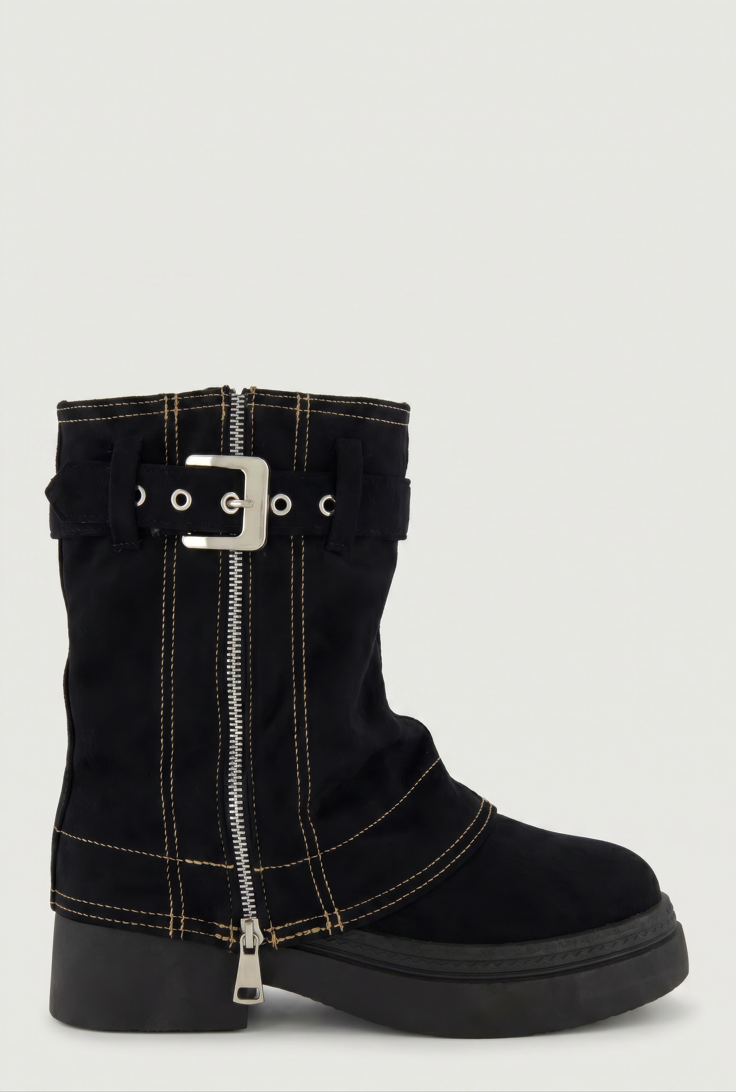 Fold Over Platform Moto Boots