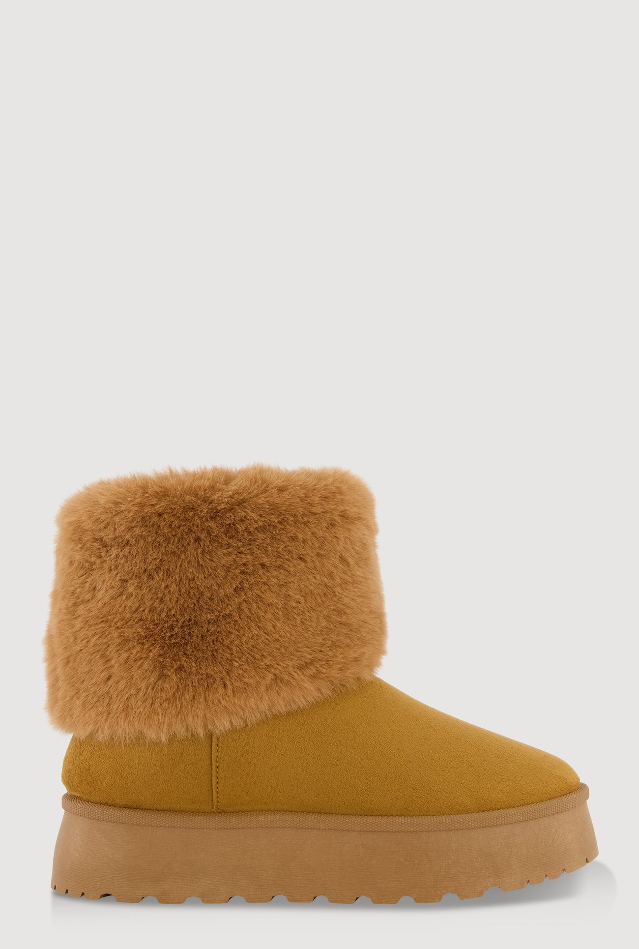 Platform Booties with Faux Fur Cuff