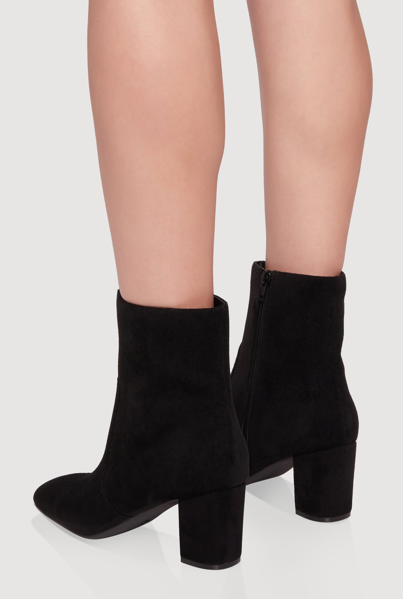 Almond Toe Mid Block Heel Booties