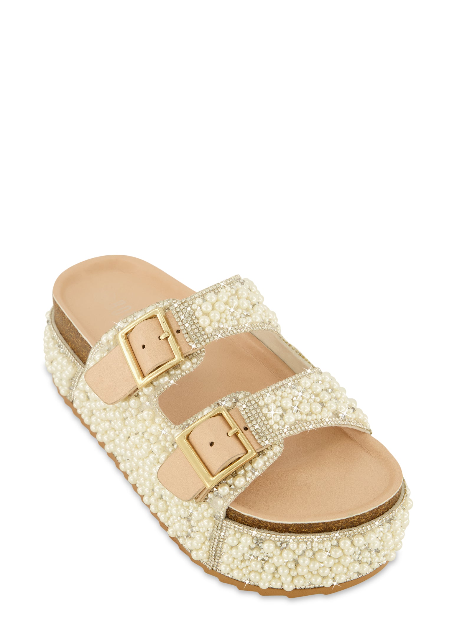 Sandals with pearls and rhinestones deals