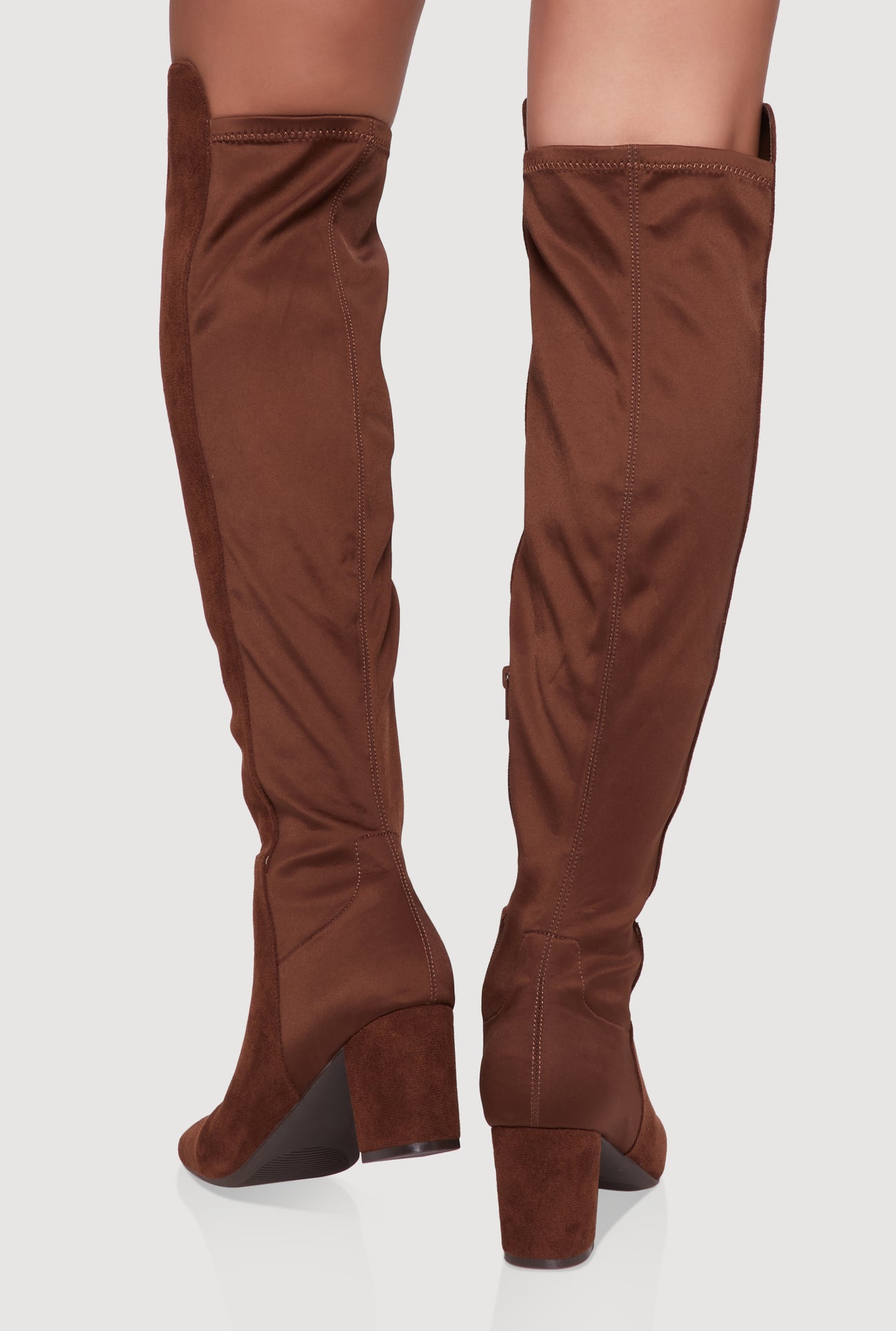 Over The Knee Almond Toe Block Heel Boots