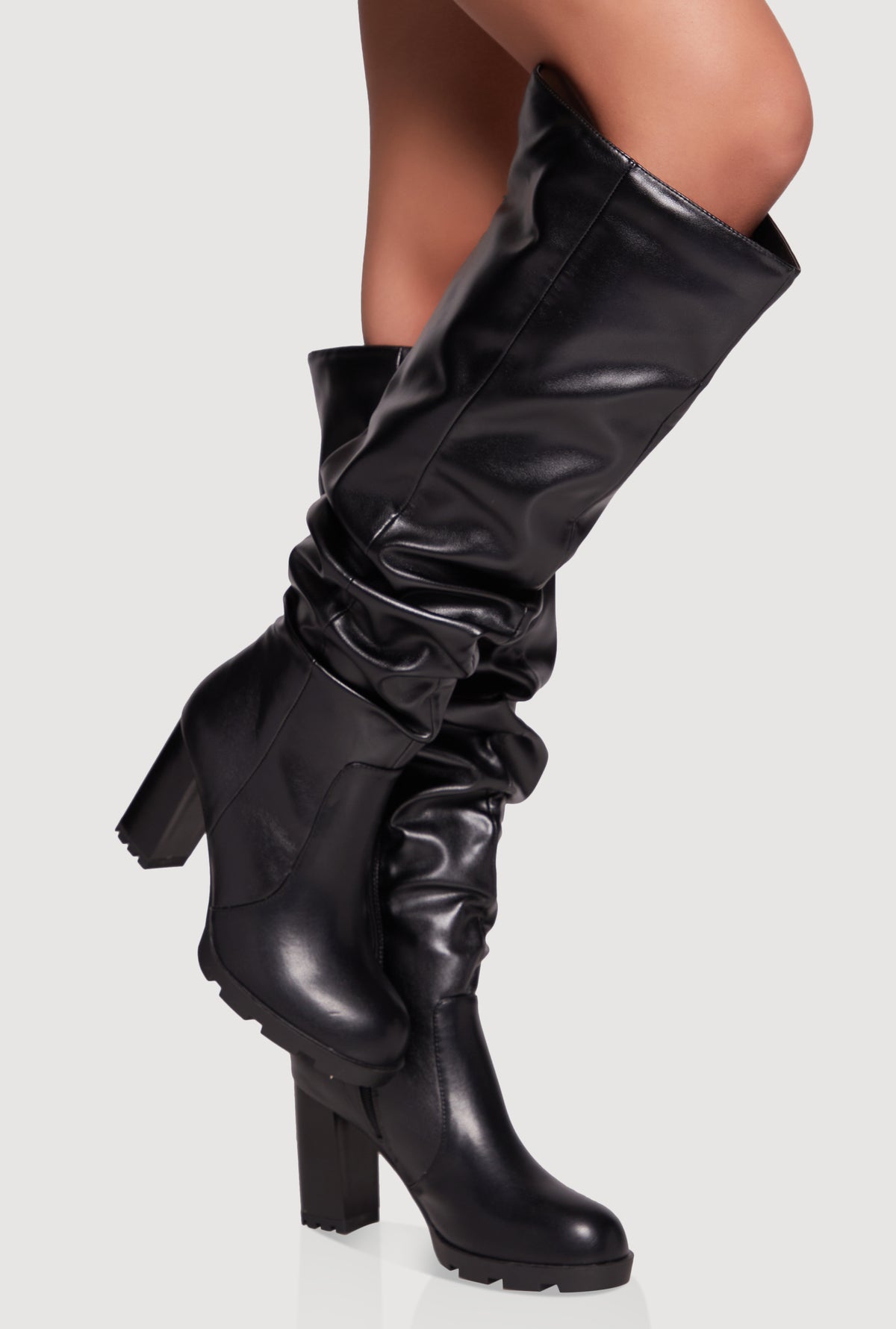 Bottes Slouch En Daim Noir - Taille US 6 (femme), Talon Moyen, Fermeture Zip, Occasion, Fabriqué En Italie