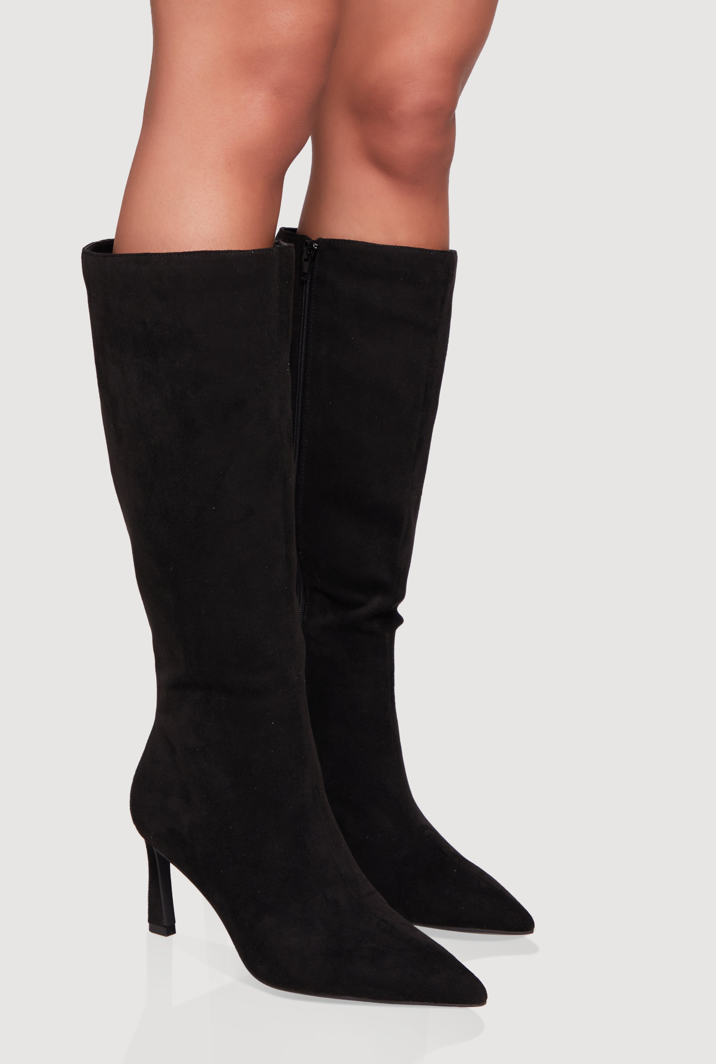 Pointy Toe Side Zip High Heel Boots