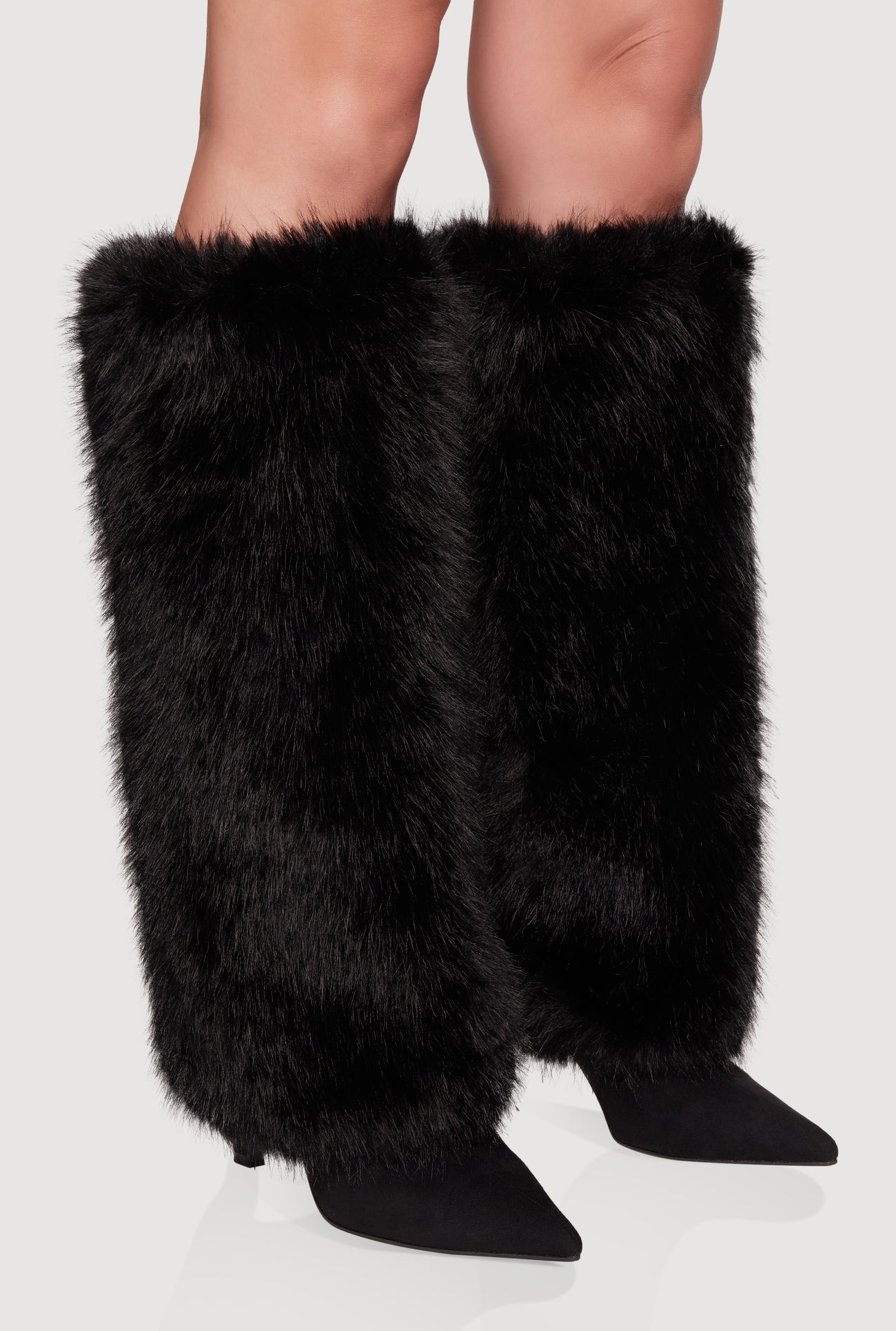 Faux Fur Stiletto Knee High Boots