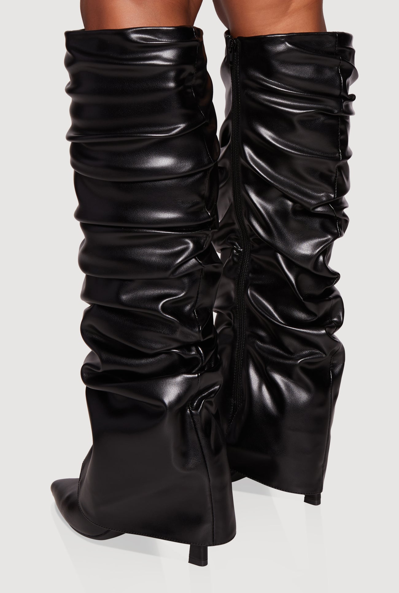 Pointy Toe Stiletto Knee High Slouch Boots