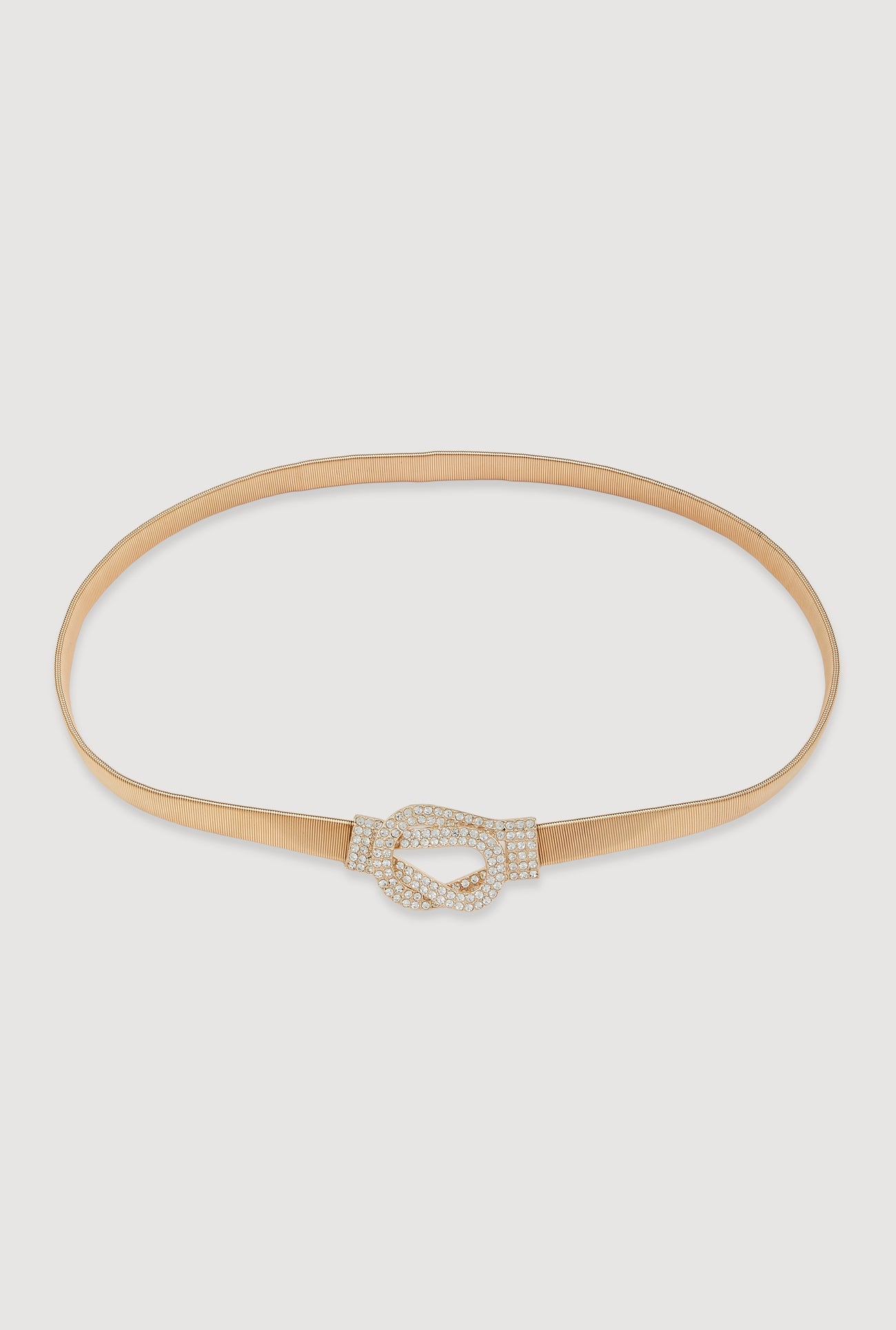 Metallic Stretch Belt with Rhinestone Buckle