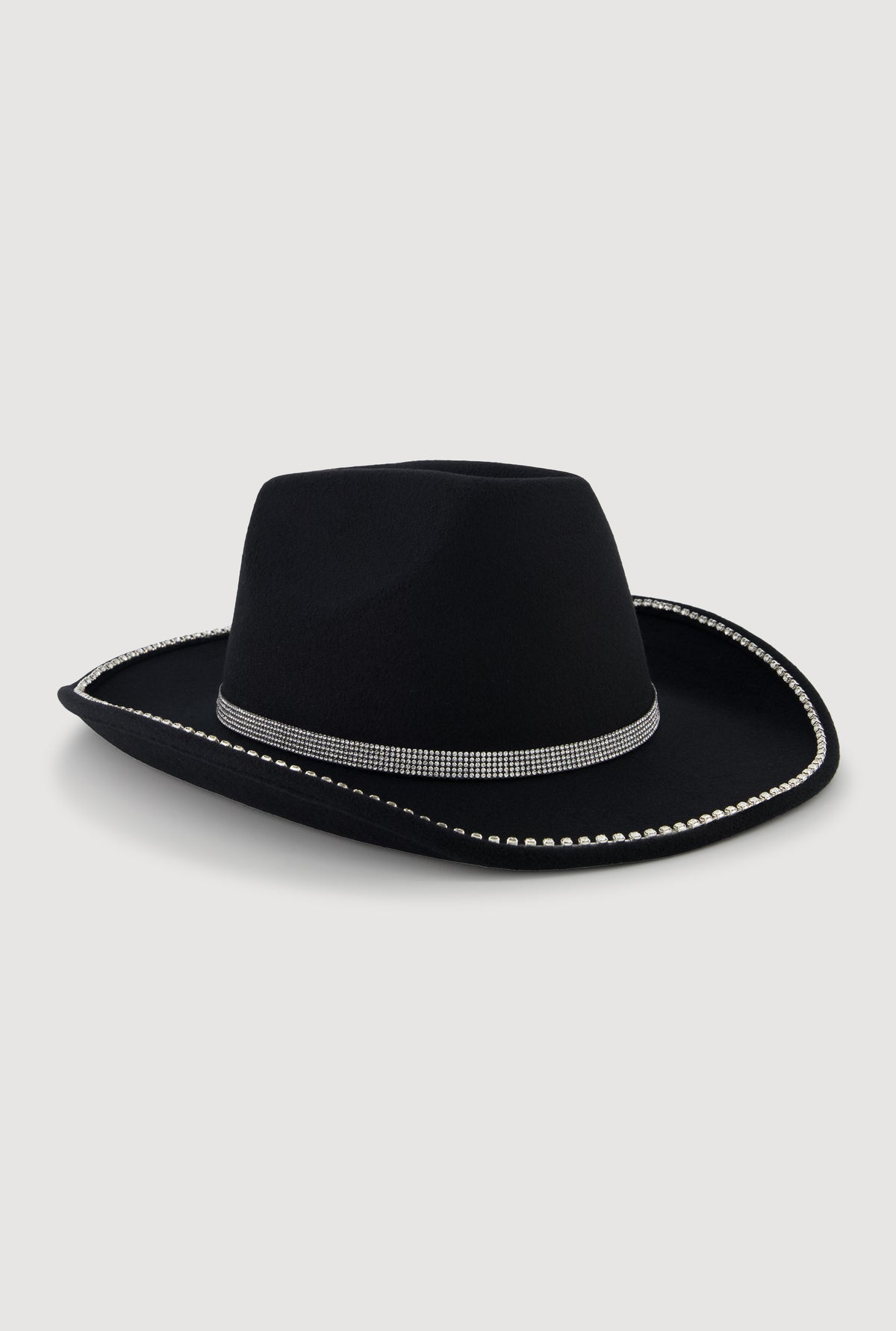Faux Suede Rhinestone Studded Cowboy Hat