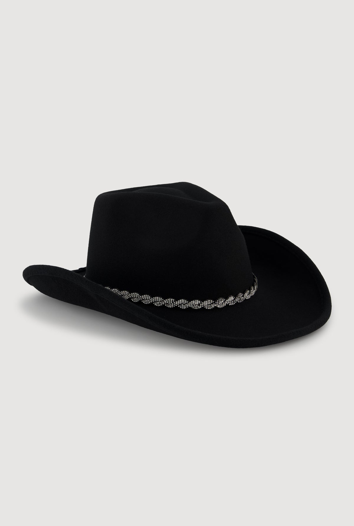 Rhinestone Trim Brushed Felt Cowboy Hat display picture 3