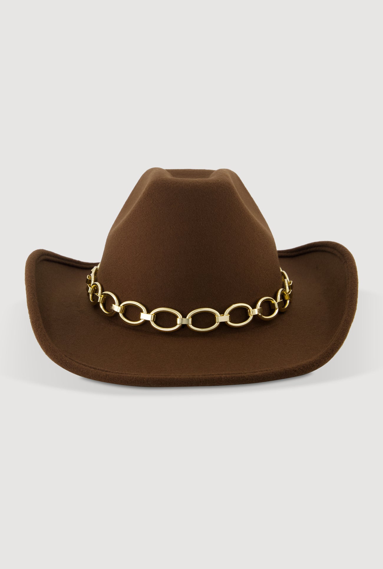 Felt Metallic Chain Trim Cowboy Hat