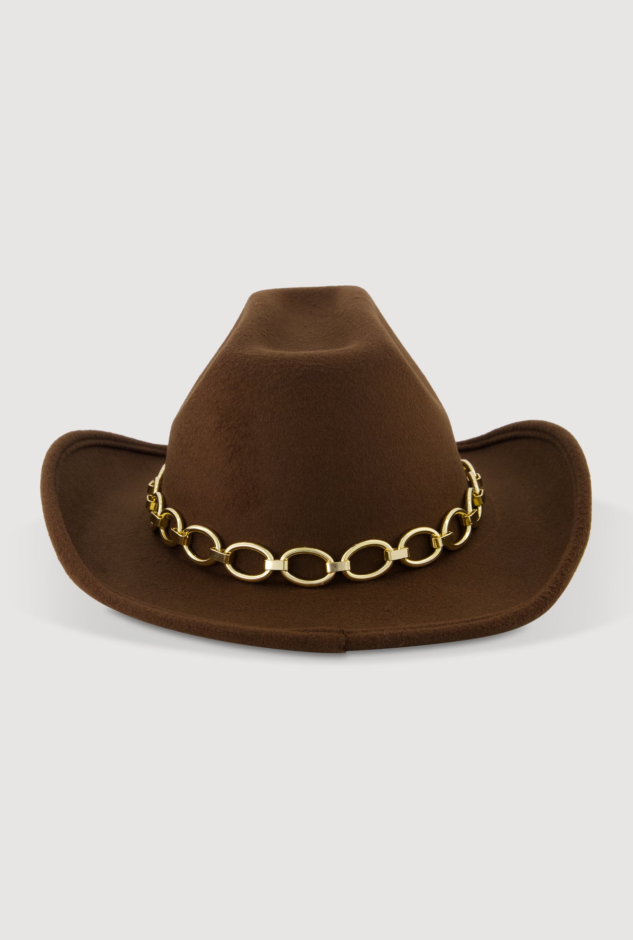 Felt Metallic Chain Trim Cowboy Hat