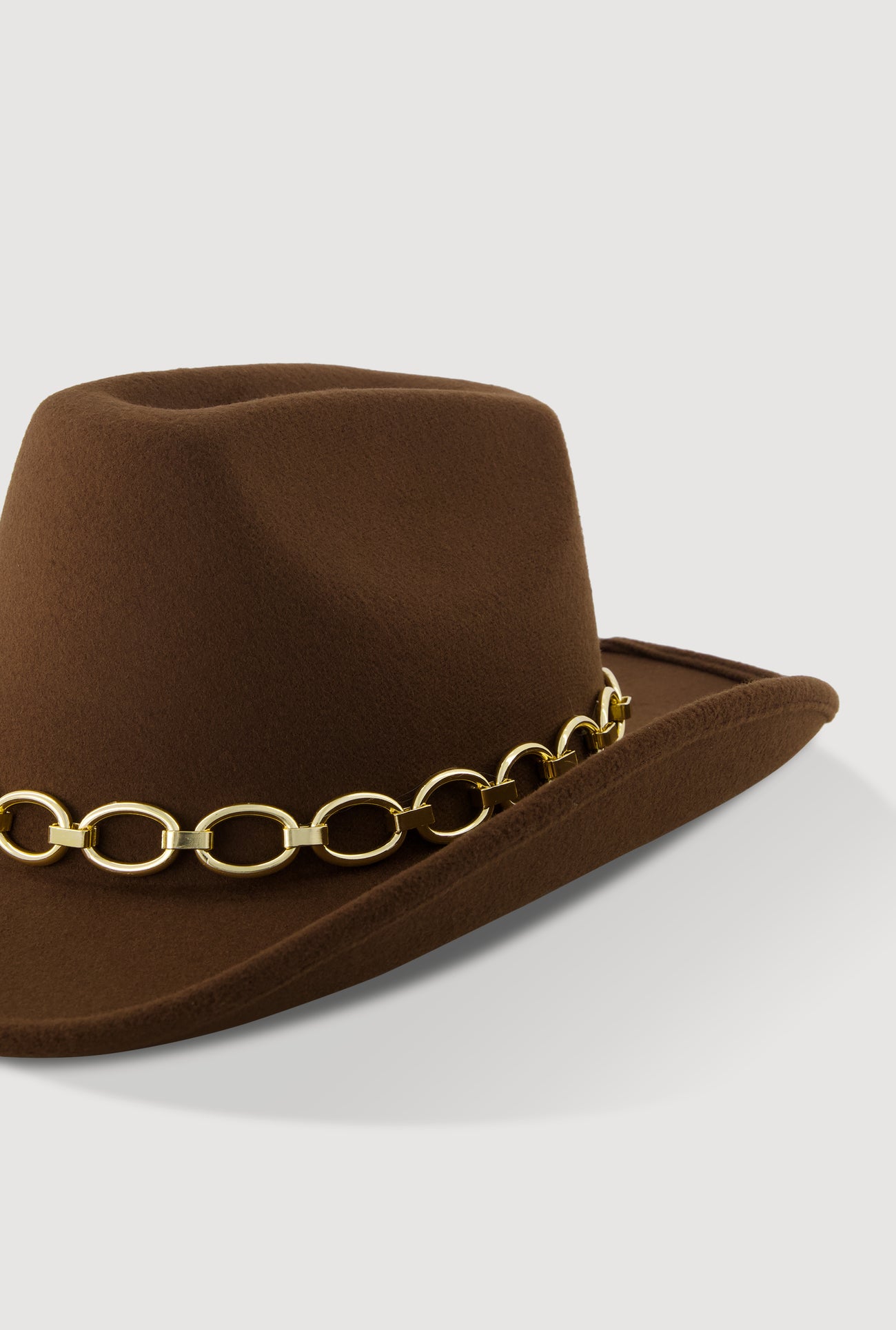 Felt Metallic Chain Trim Cowboy Hat