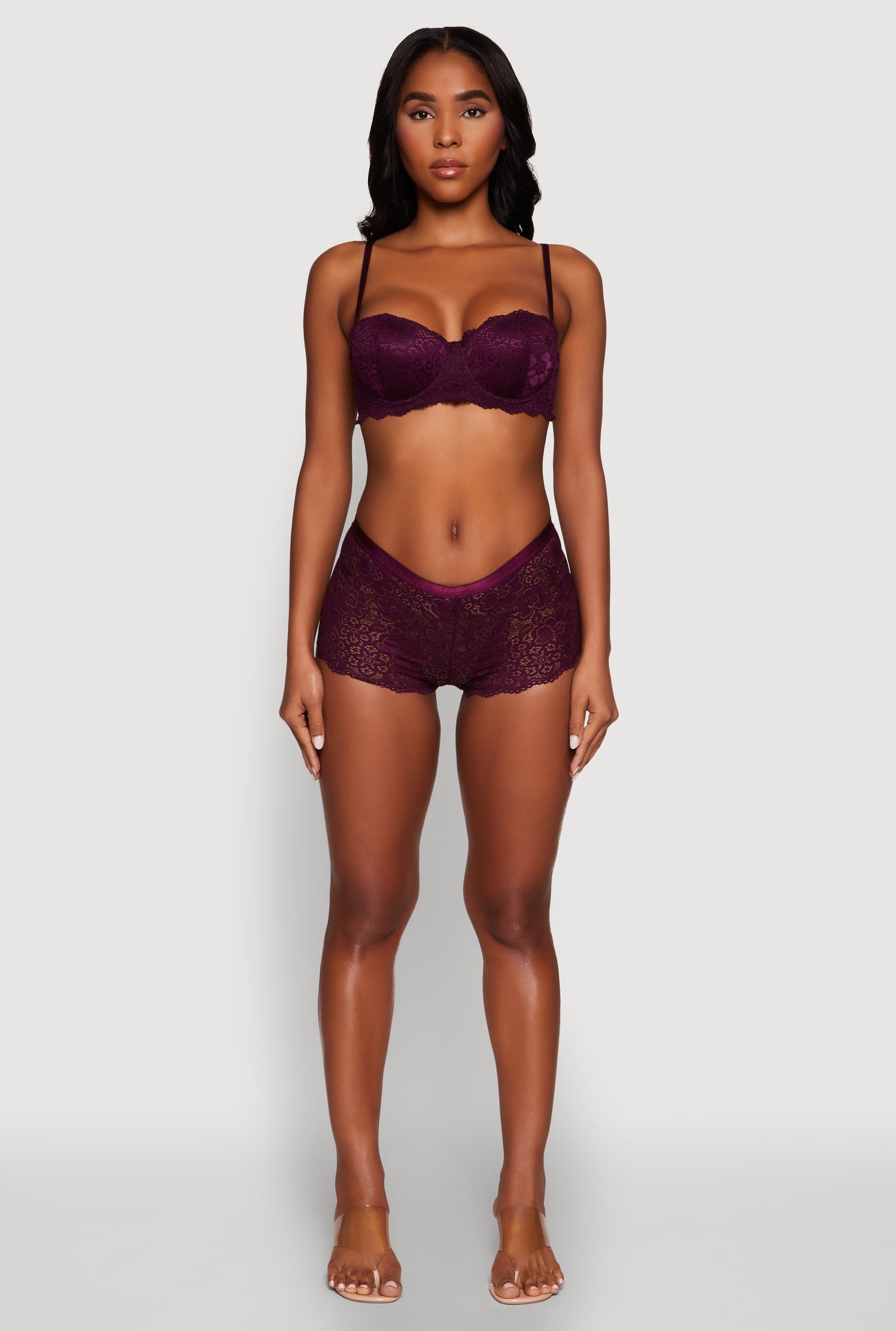 Flower Lace Scalloped Hem Balconette Bra