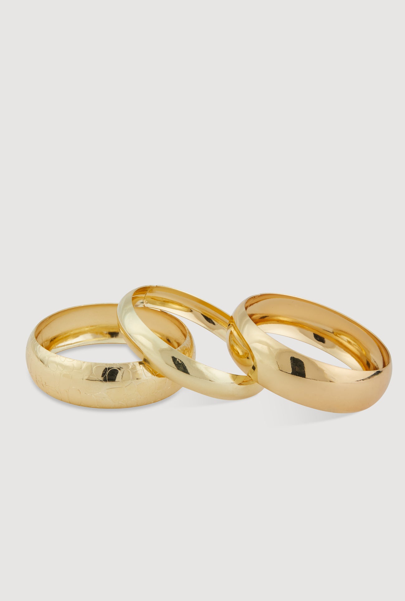 Plus Size Wide Metallic Bangles Set of 3