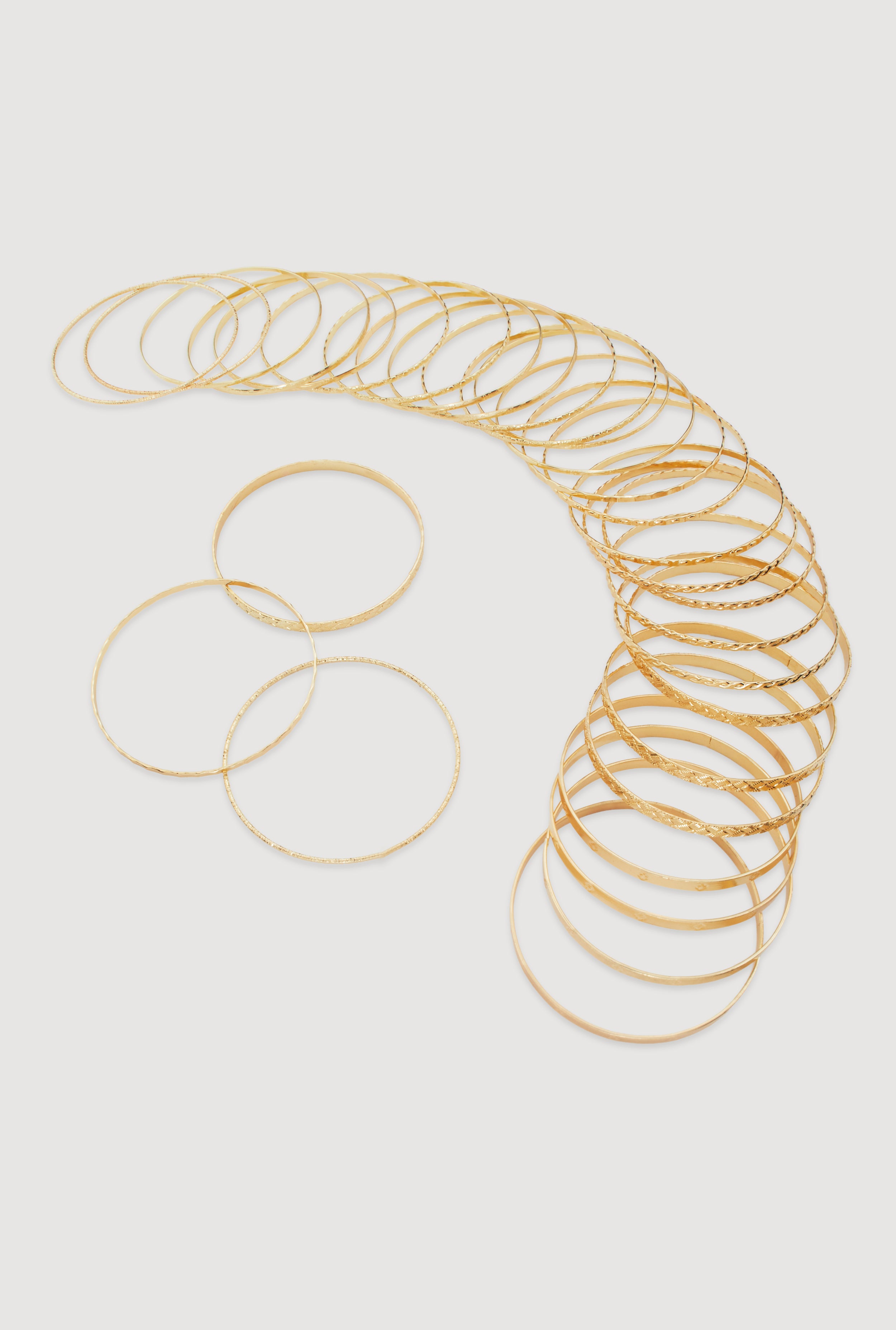 Plus Size Textured Metallic Bangles Set of 30