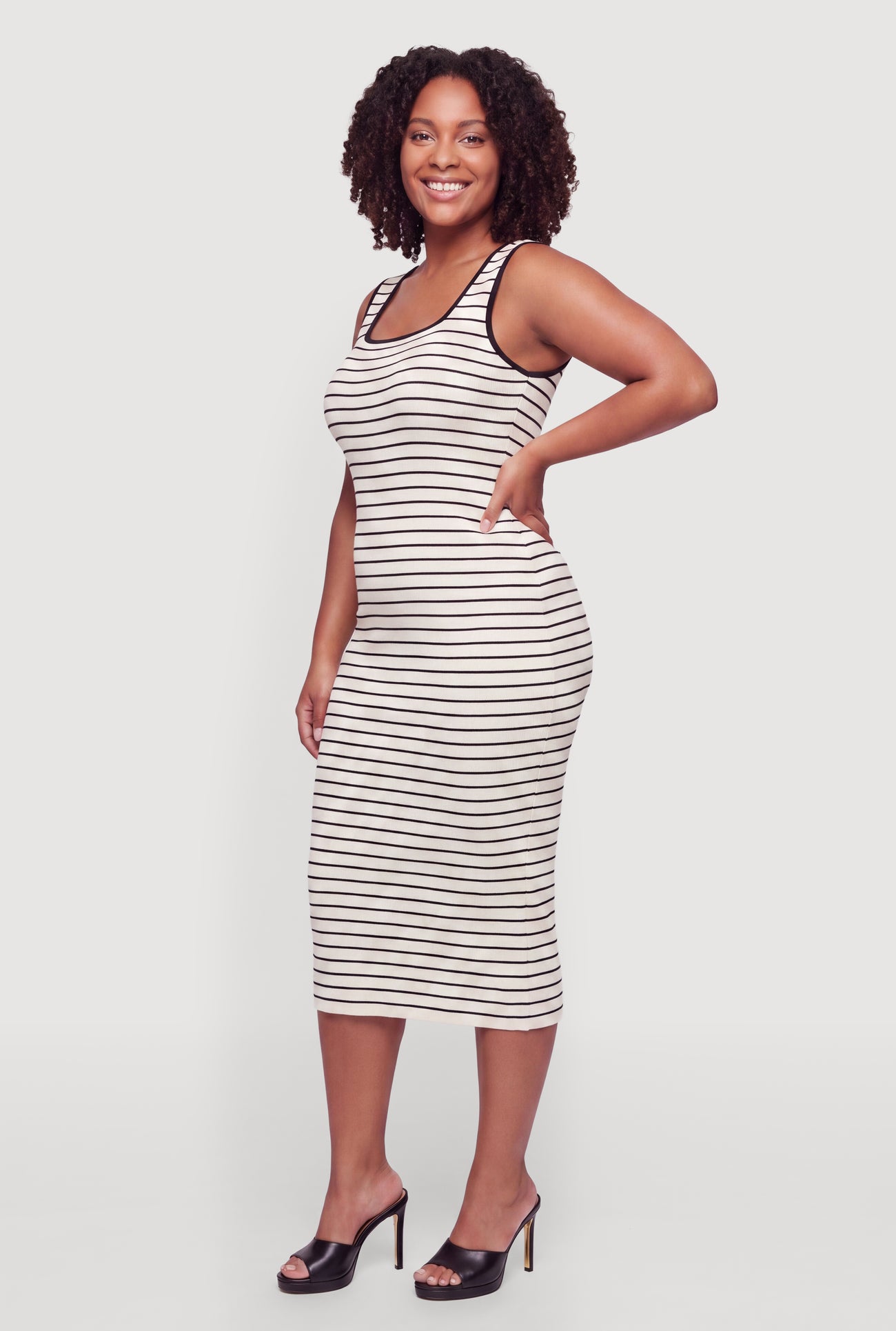 Plus Size Striped Tank Midi Sweater Dress