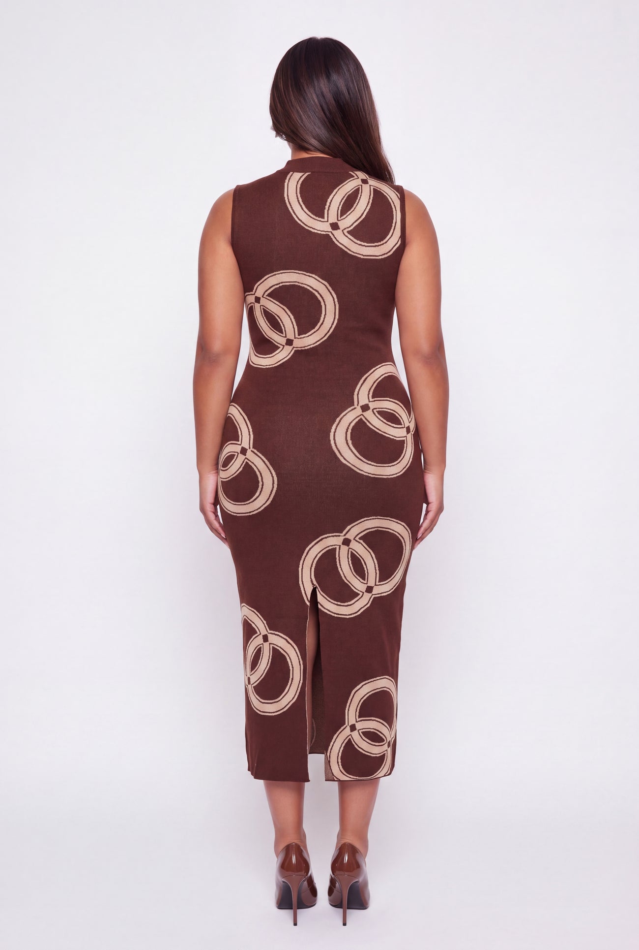 Plus Size Printed Pattern Mock Neck Sweater Dress