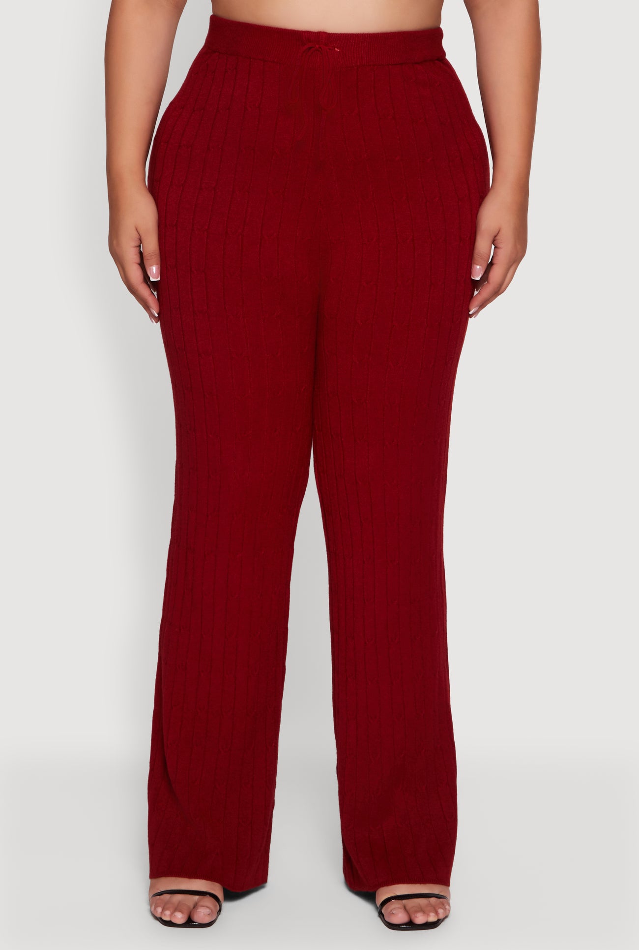 Plus Size Cable Knit Drawstring Detail Pants