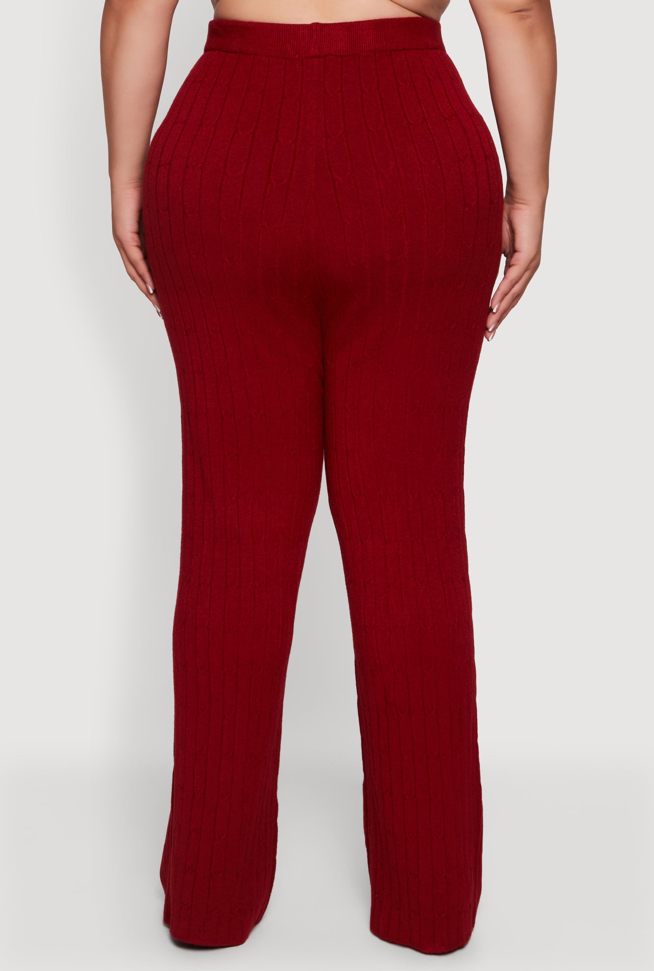 Plus Size Cable Knit Drawstring Detail Pants