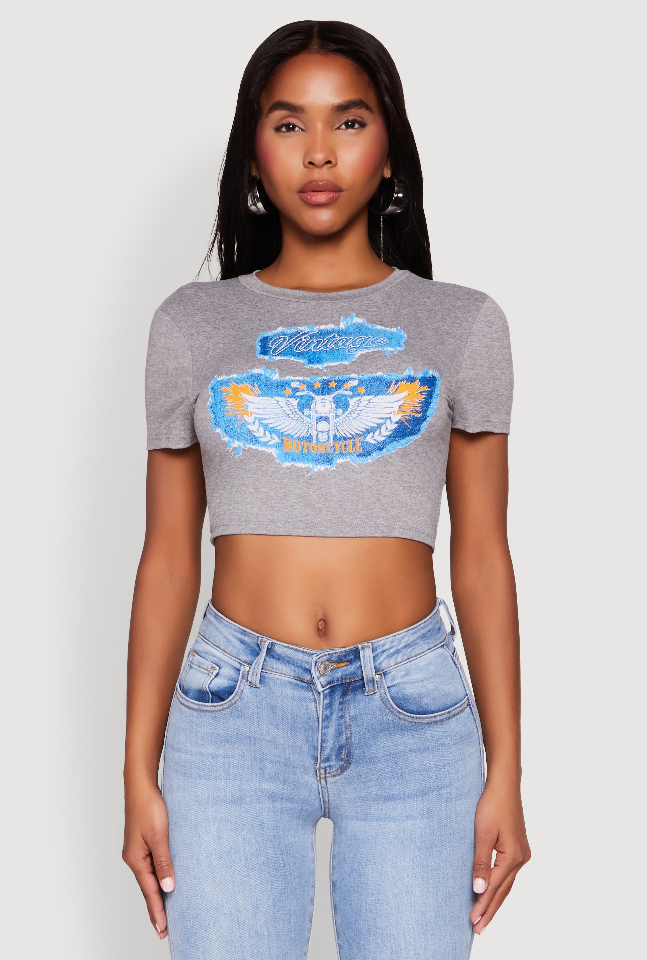 トップス vintage77 Vintage Motorcycle Graphic Crop Top