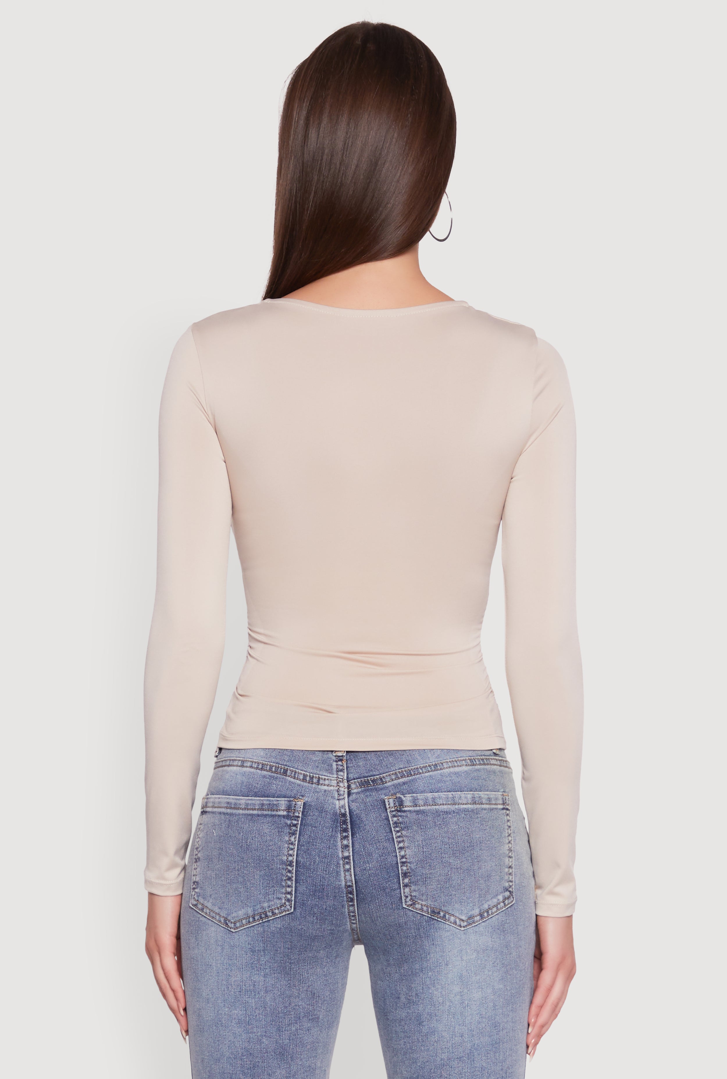 Iris Square Neck Ruched Side Long Sleeve Top