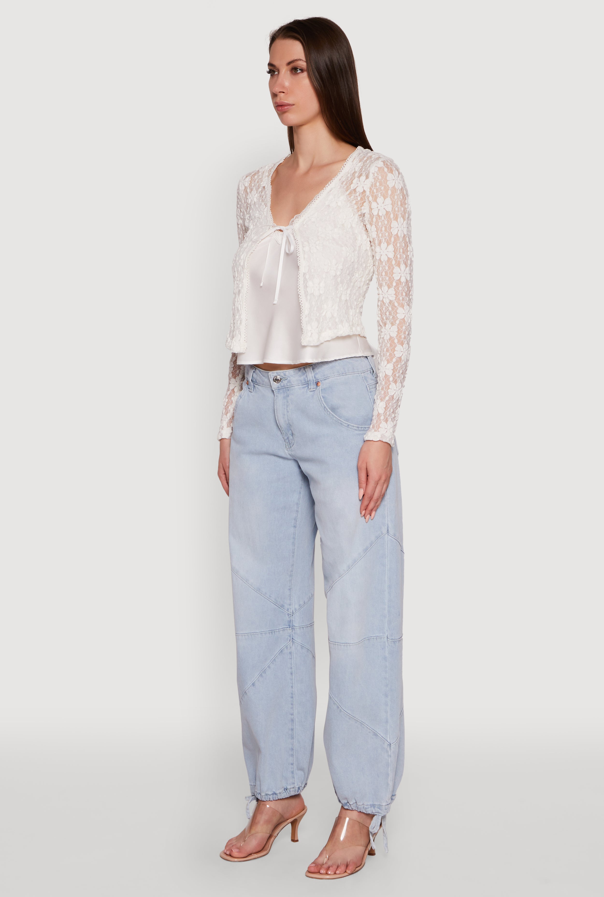 Haute Monde Floral Lace Tie Front Cardigan