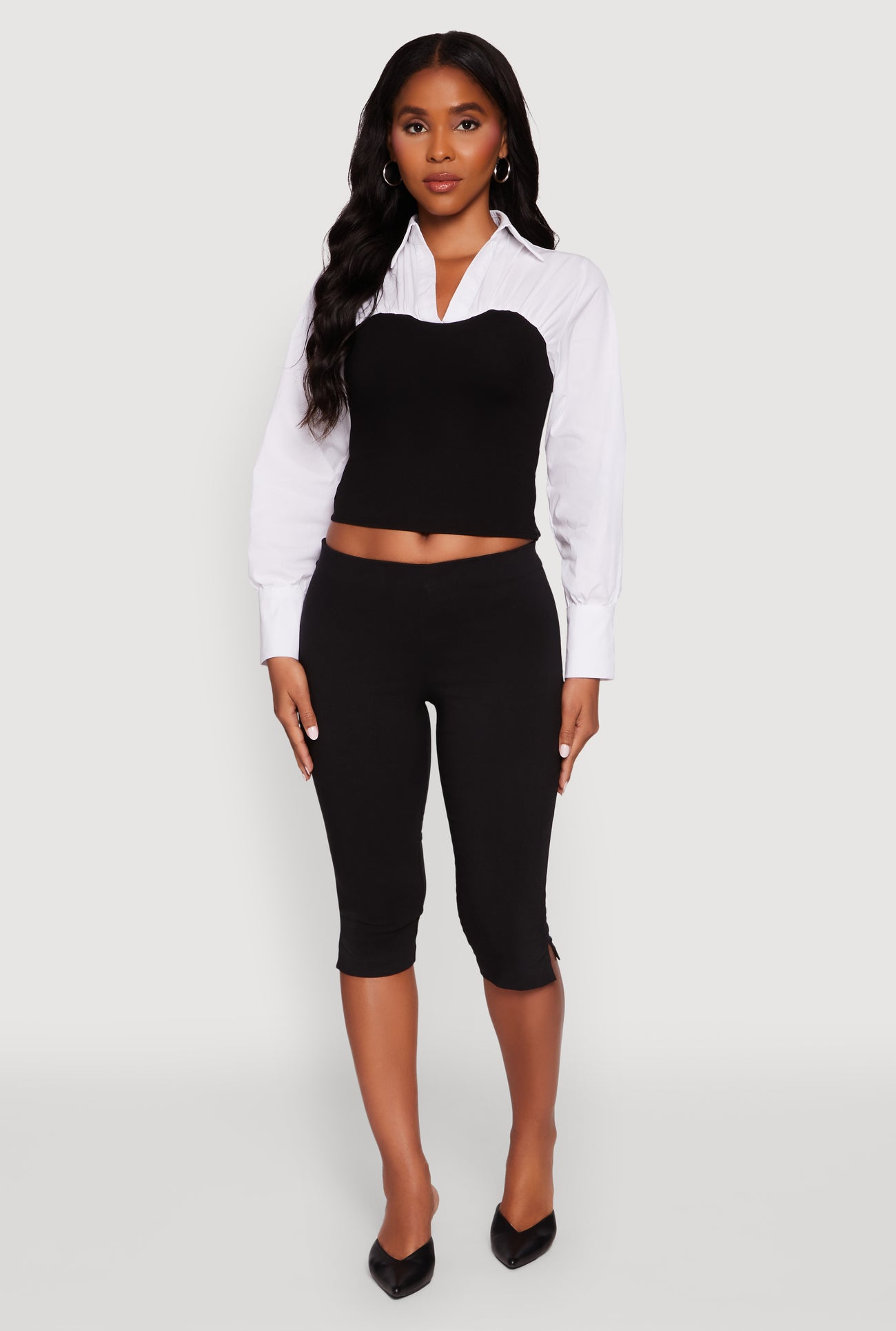 Color Blocked Ruched Ponte Blouse