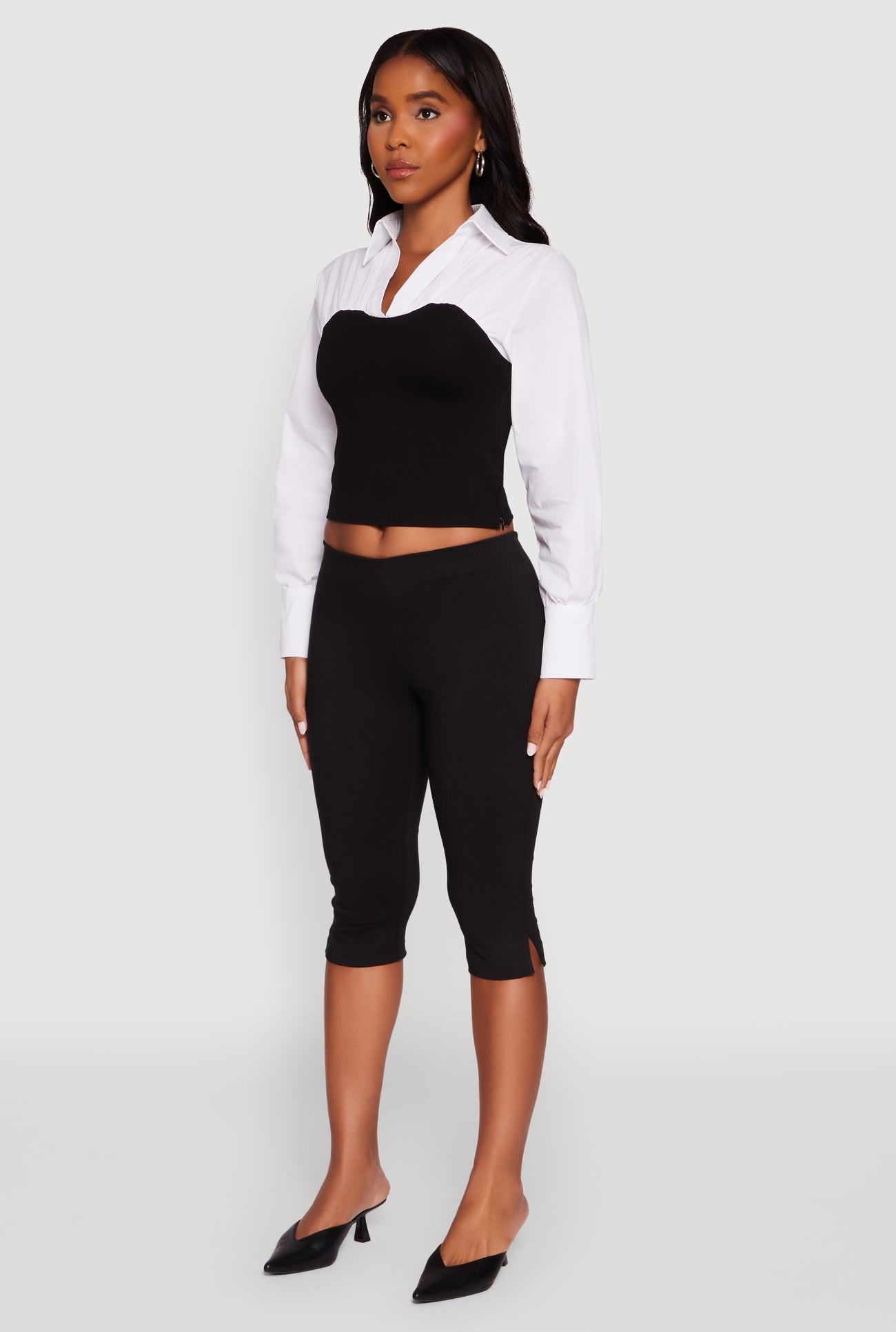 Color Blocked Ruched Ponte Blouse