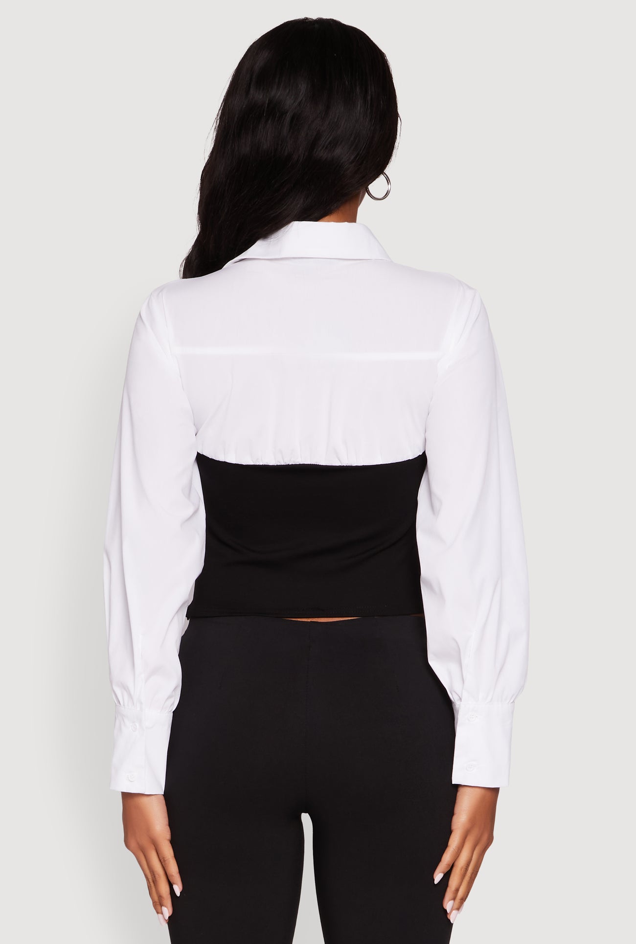Color Blocked Ruched Ponte Blouse