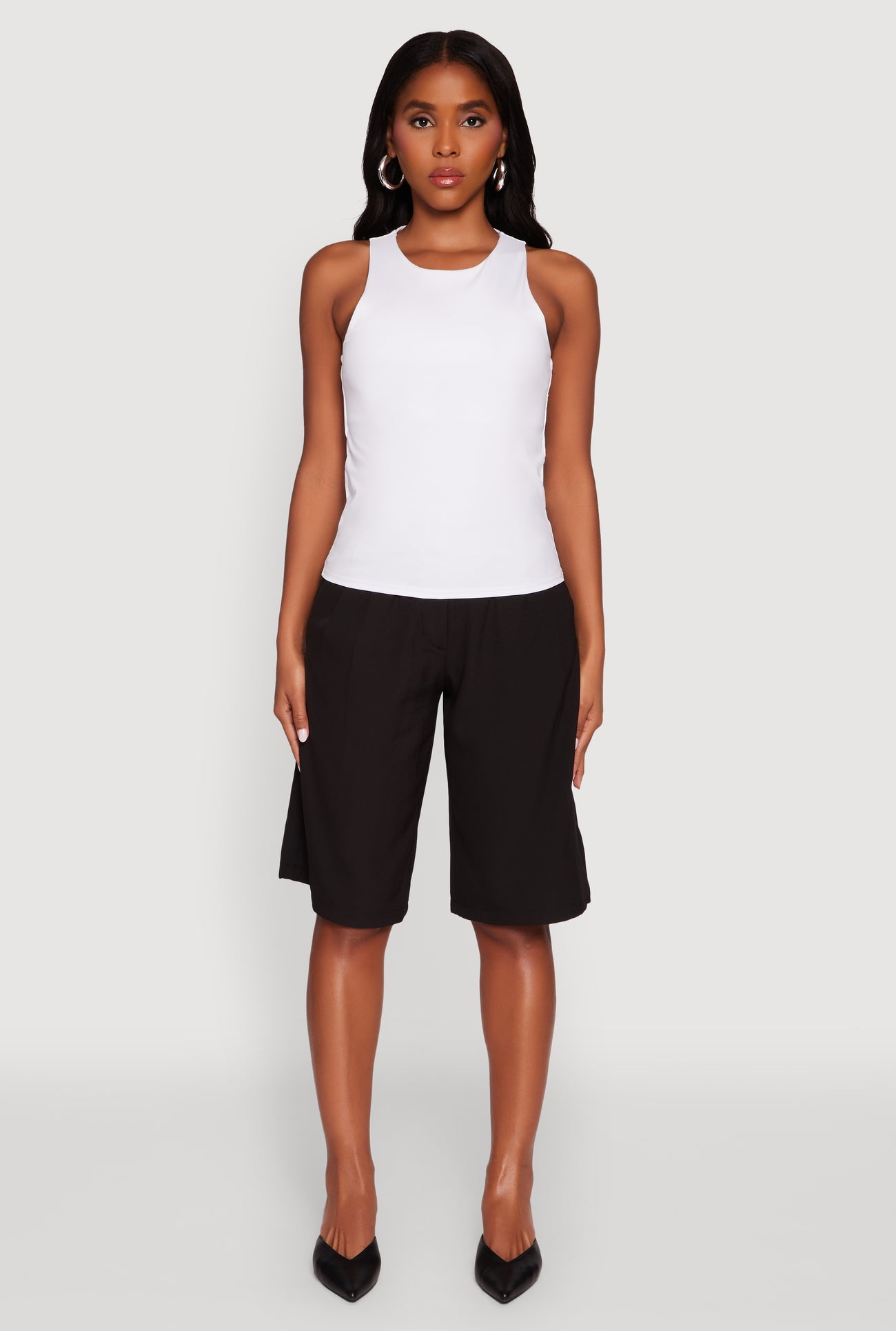 High Neck Shelf Bra Racerback Tank Top - Main Image