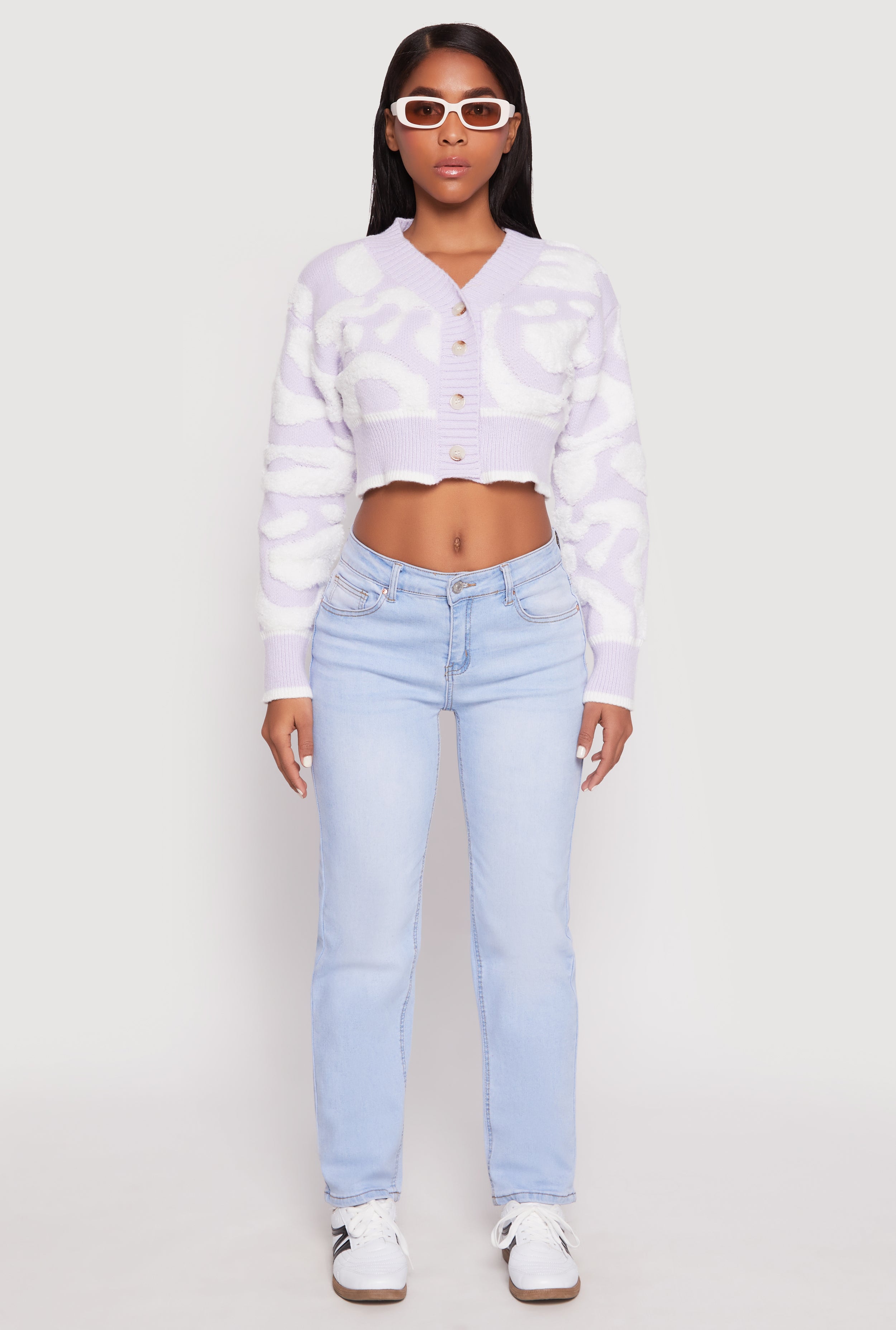 Daisy Tufted Knit Cropped Cardigan