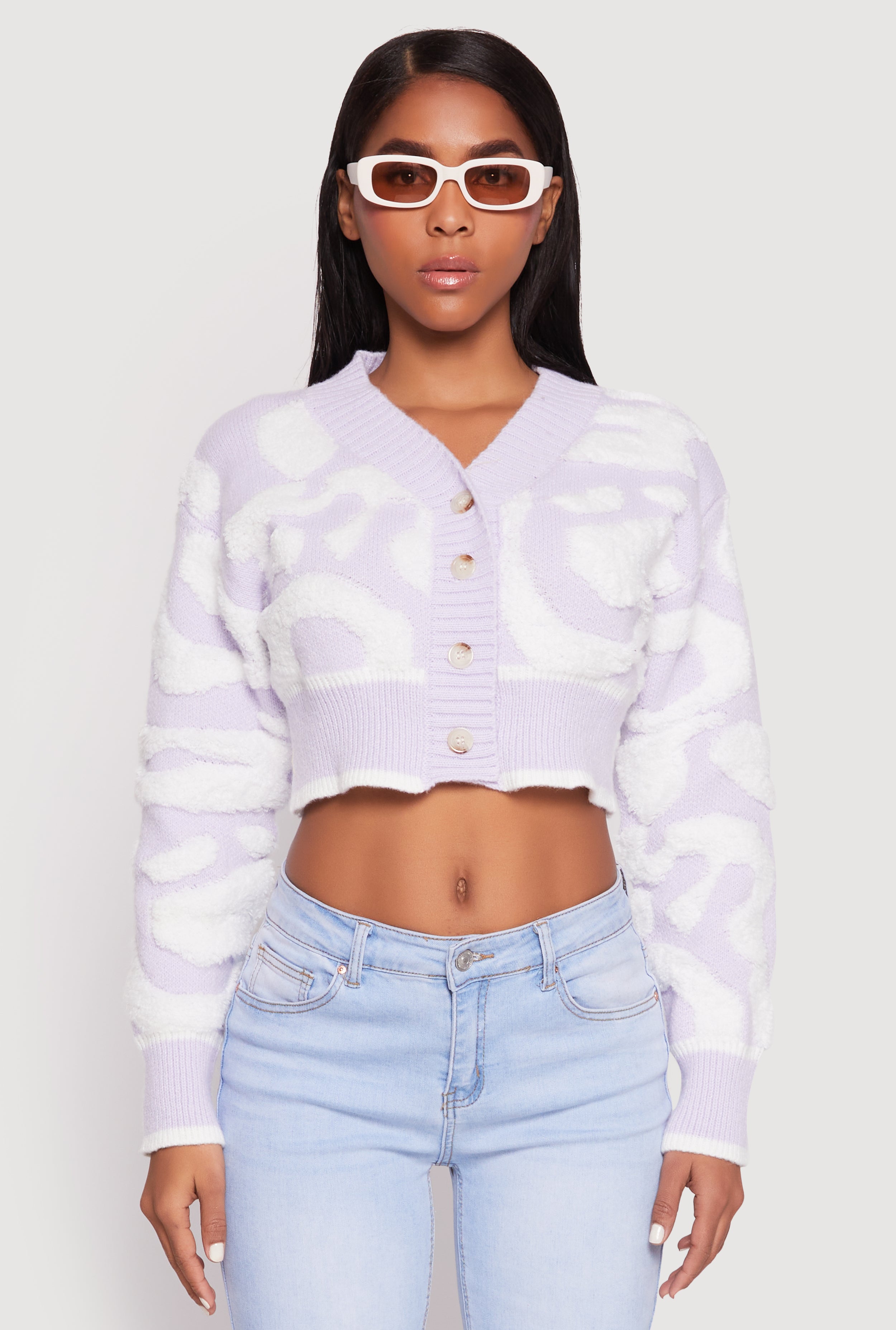 Daisy Tufted Knit Cropped Cardigan